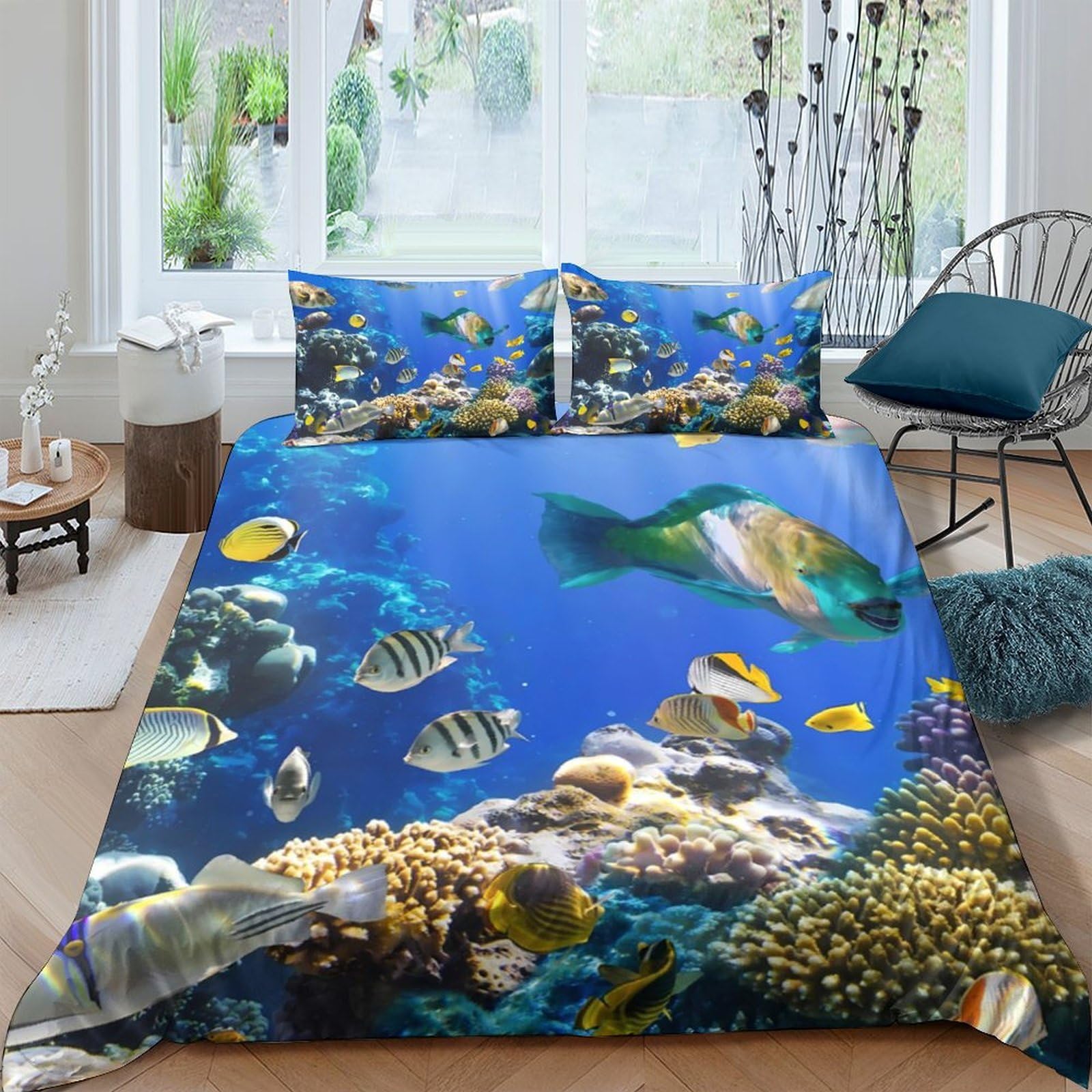 Parure de lit corail sous-marin 3D housse de couette océan adolescents