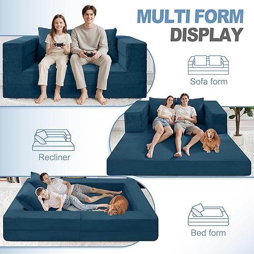 Miniatura 28 de Cama humana gigante para perro, cama 3 en 1 para perro de tamaño humano con funda de piel sintética lavable, cama grande plegable para mascotas con
