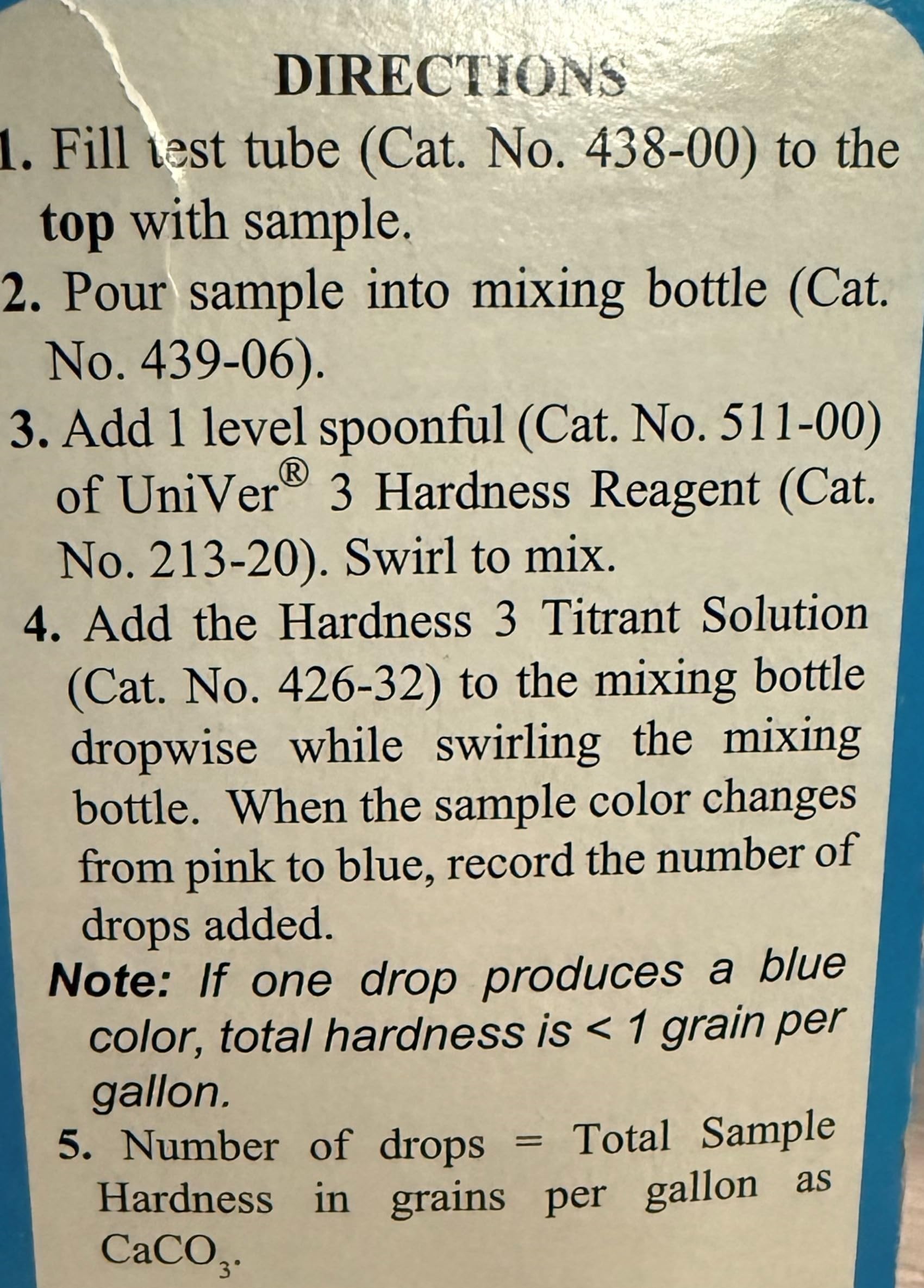 Hach Total Hardness Test Kit, Model 5-B, Water Analysis Kit for Drop Count Titration, with 2 Reagents, Measuring Tube, Square Bottle & Measuring Scoop, 145300 - image 2