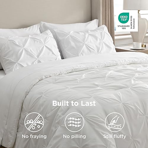 Miniatura 7 de Bedsure California King Comforter Set White - Bed in a Bag Cal King Bedding Set 7 Pieces, GentleSoft™ Pintuck Bed Set Gift for Family, Pinch Pleat