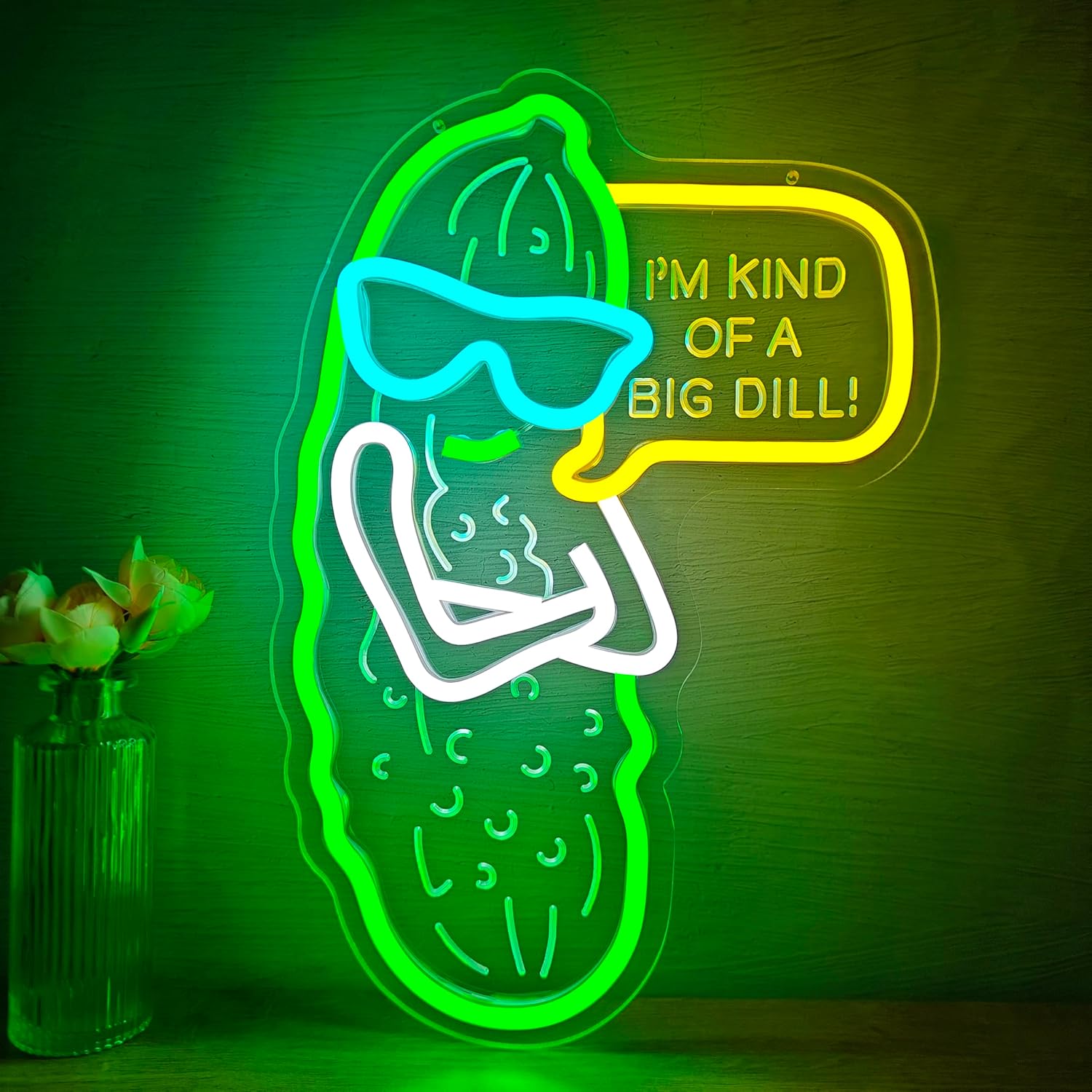 I'm Kind of a Big Dill Neon Sign Funny Pickle Led Sign Dimmable Dill Pickles Gifts Neon Lights Pickle Gag Gifts Light Up Sign Cucumber Sign for Home Party Wall Decor