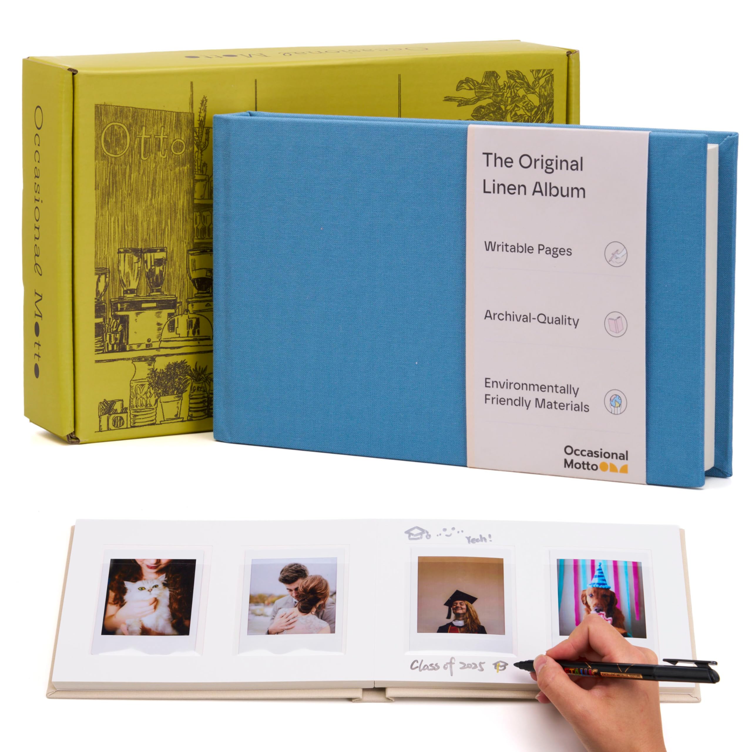 Libro de invitados de boda en lino con 48 bolsillos para fotos i-Type y 600