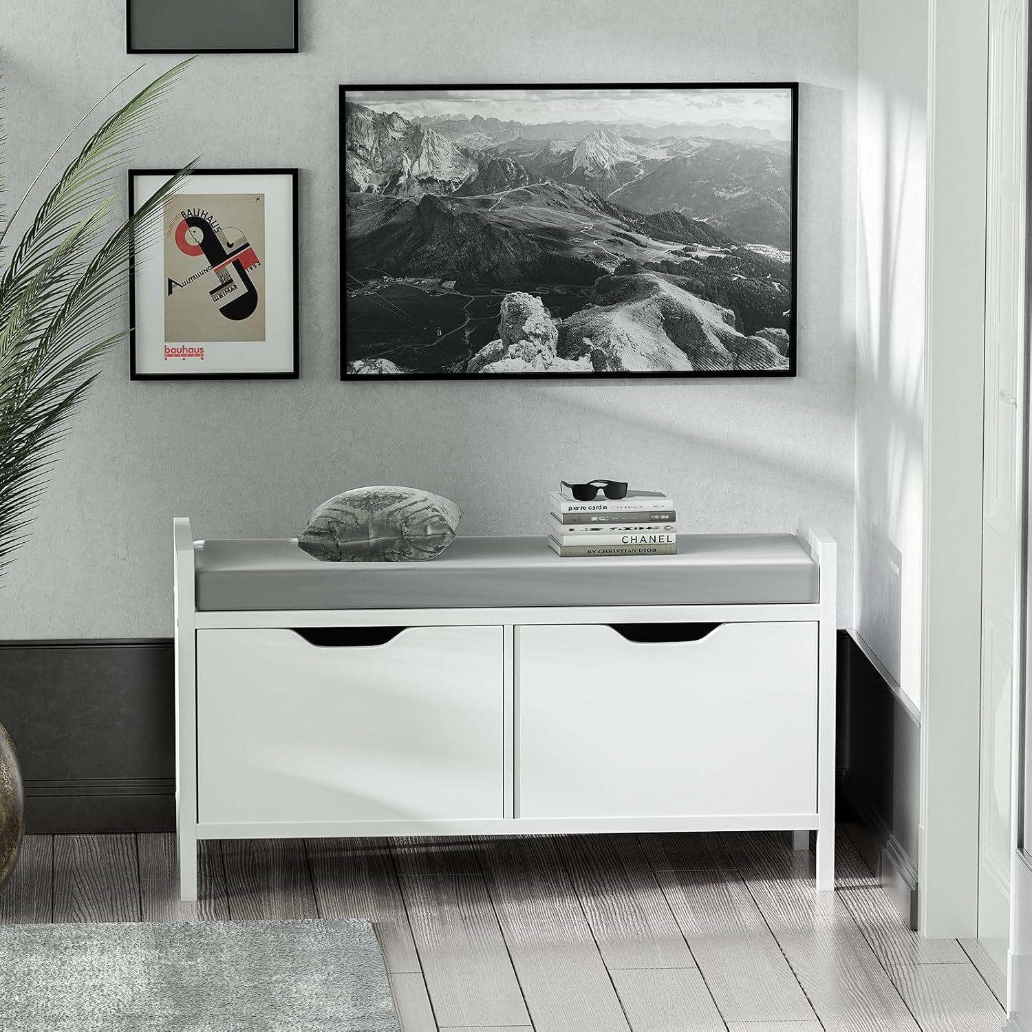 GGUL Shoe Storage Bench White, Shoe Bench Entryway with