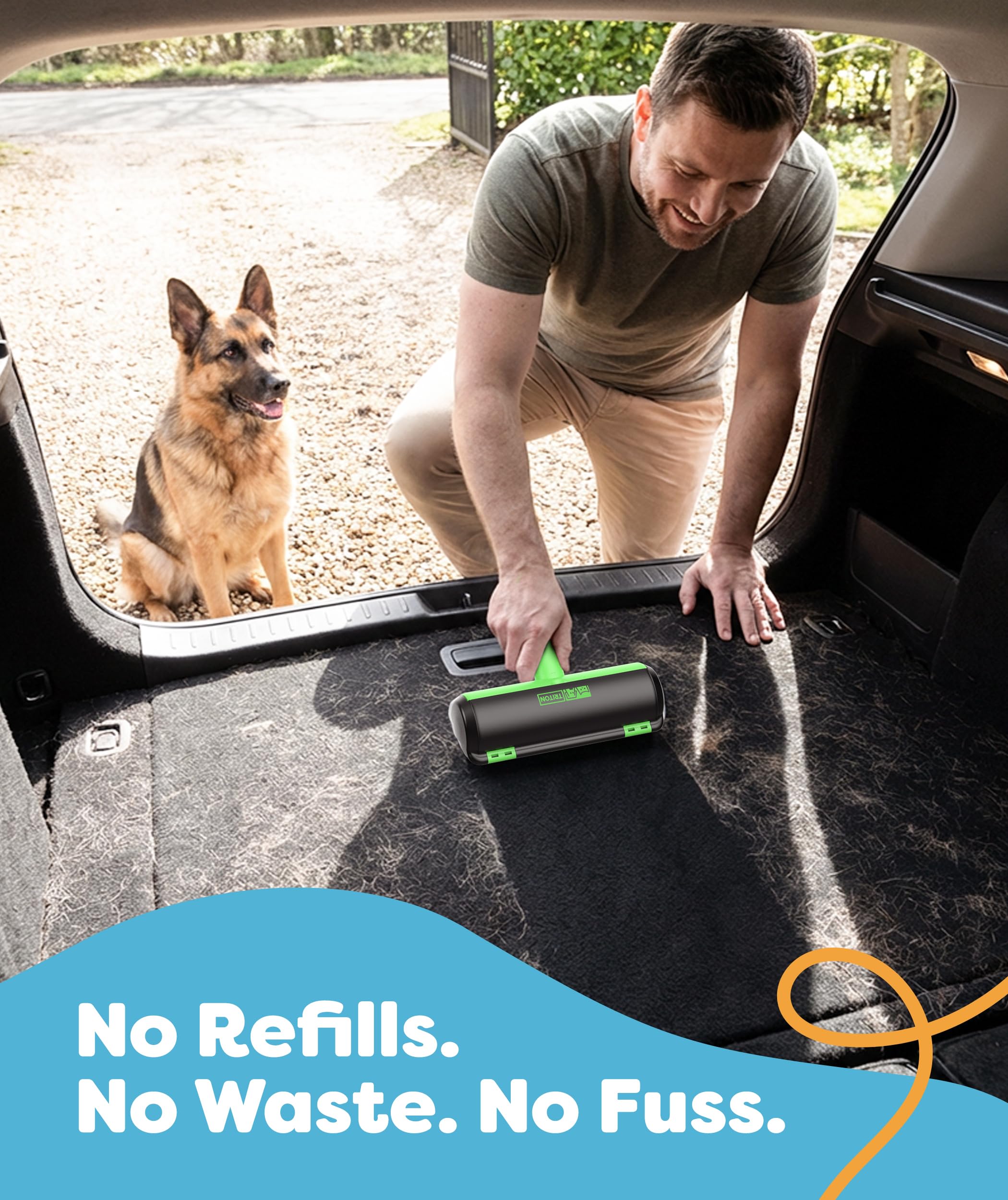 Triton Pet Hair Removal Tool w/Fur Trapping Compartment, 60% Smaller Storage Size, Reusable Shedding Roller, Cat and Dog Hair Remover for Car, Furniture, Carpet, Couch (Green) - image 8