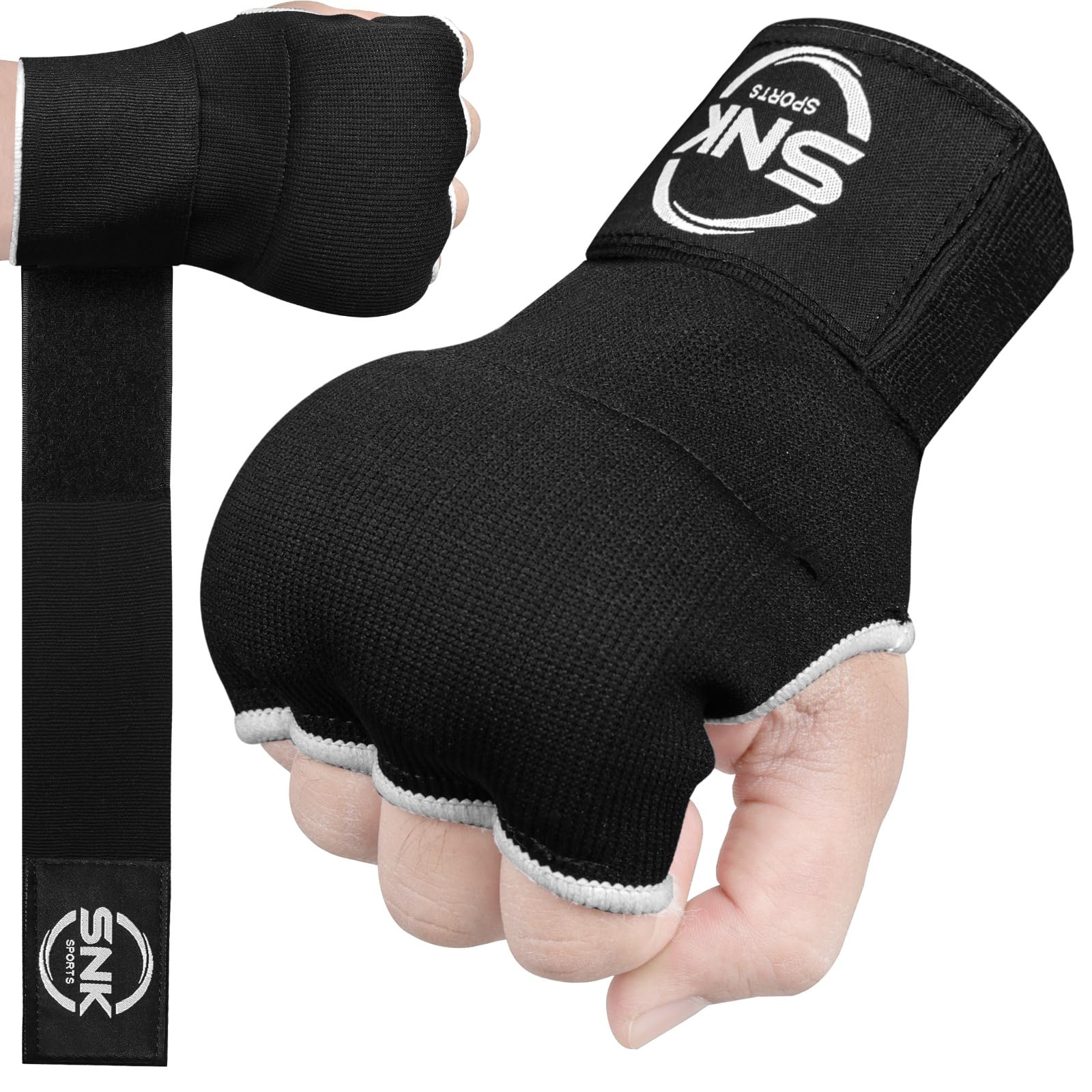 SNK Sports Padded Inner Hand Wraps Men Women 76 cm Long Elastic Wrist Straps Quick Gel Boxing Wraps MMA Punching Martial Arts Muay Thai Gel Under Mitts Bandages (2, L/XL)