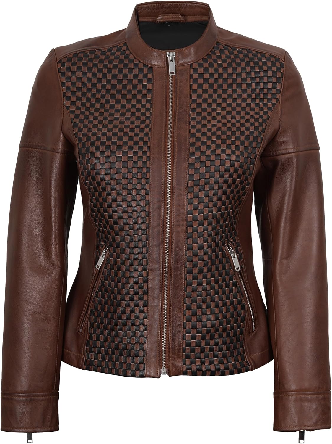 fjackets Real Lambskin Leather Jacket Women - Women's Stand Collar Style Leather Jackets Casual Fashion Womens Outerwear