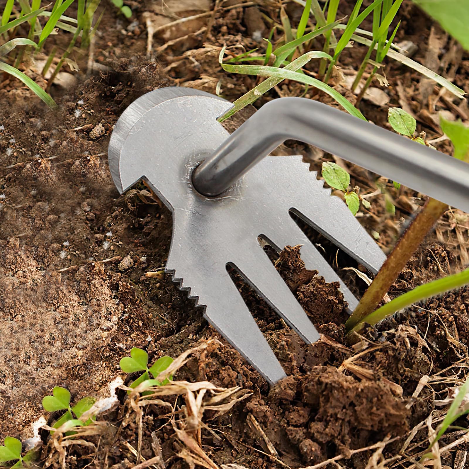 Set 2 Attrezzi Per Diserbo Manuale - Sarchiatore 2 In 1 Con Manico Lungo Per Giardino