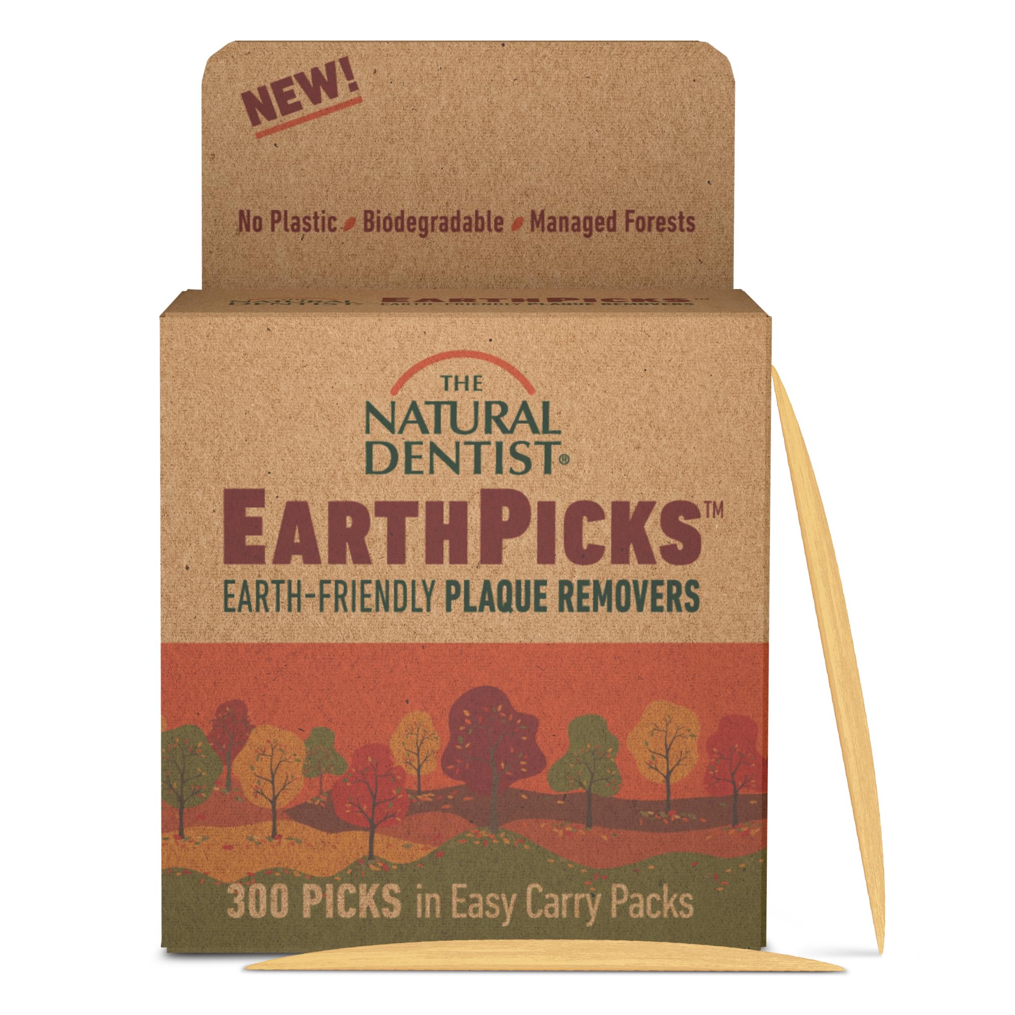 The Natural Dentist Earthpicks Plaque Removers 300 ct Pocket-Sized Oral Health Solution Eco-Friendly