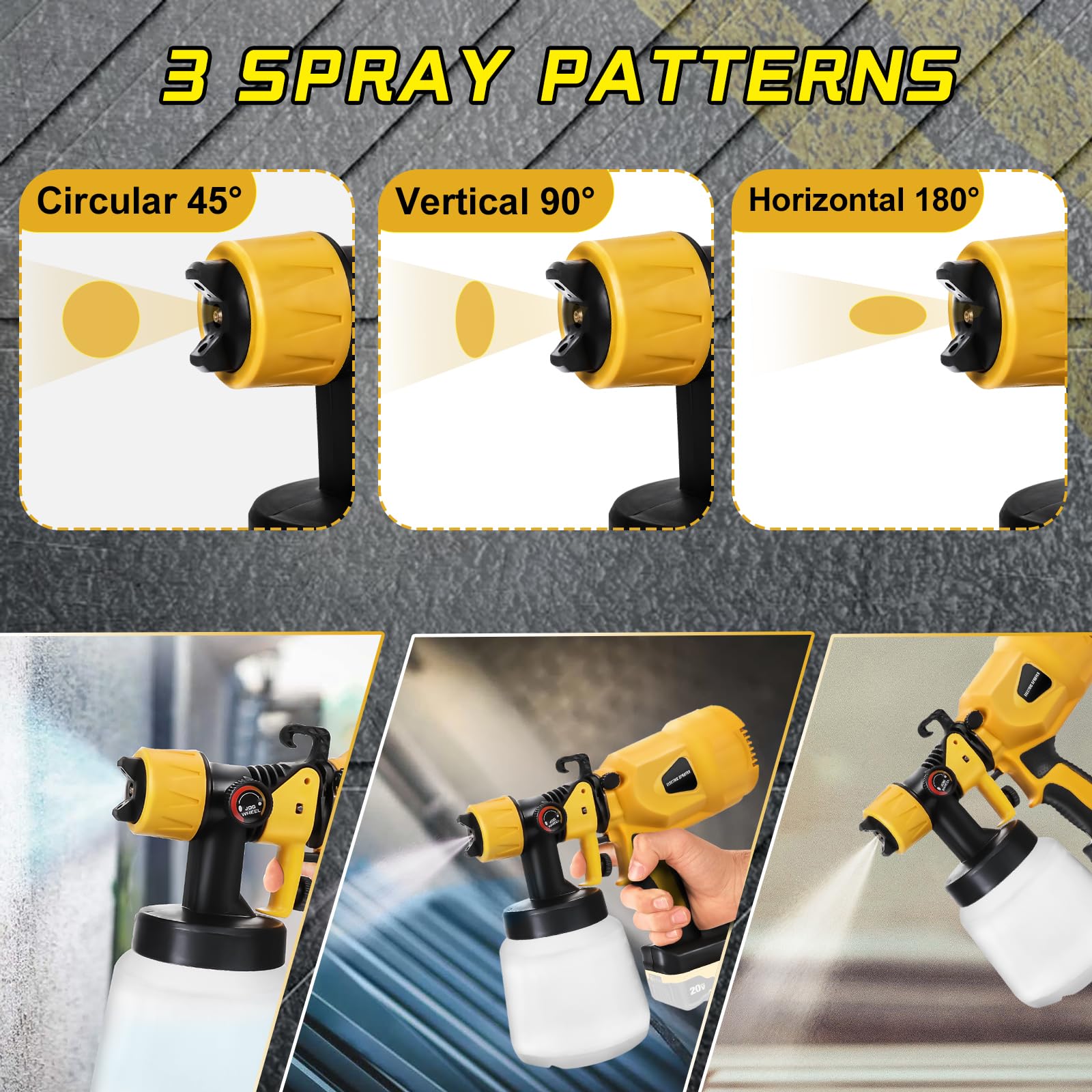 Accu-verfspuitsysteem voor Dewalt accu 20 V, capaciteit 800 ml/min, 1000 ml tank met 4 sproeiers (1/1,5/1,8/2,0 mm), borstelloze motor, draadloos verfspuitpistool voor muren, meubels (zonder accu