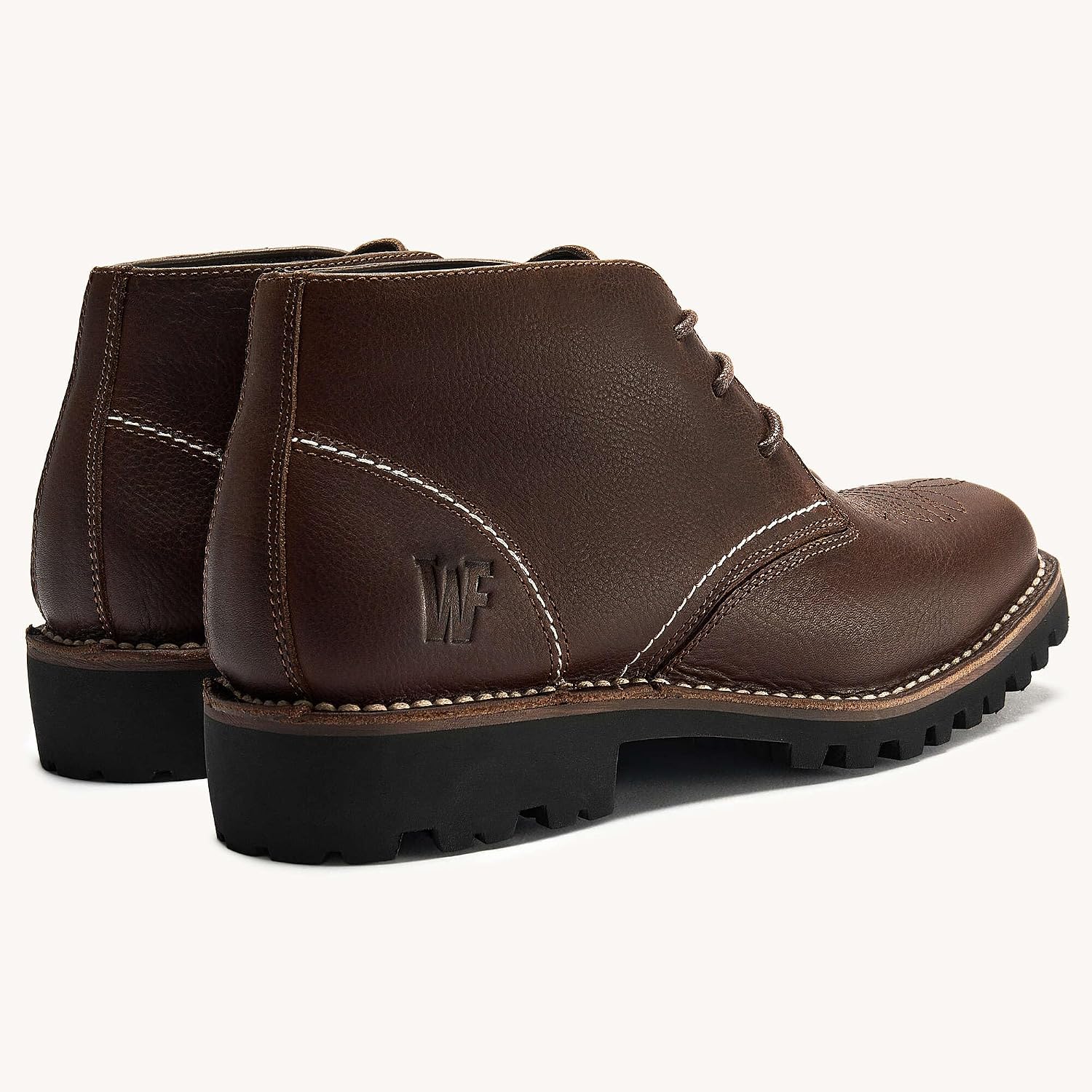 Men's Cowboy Boots Square Toe Leather Welt Western Boots Lightweight Rubber Sole Chukka Boots