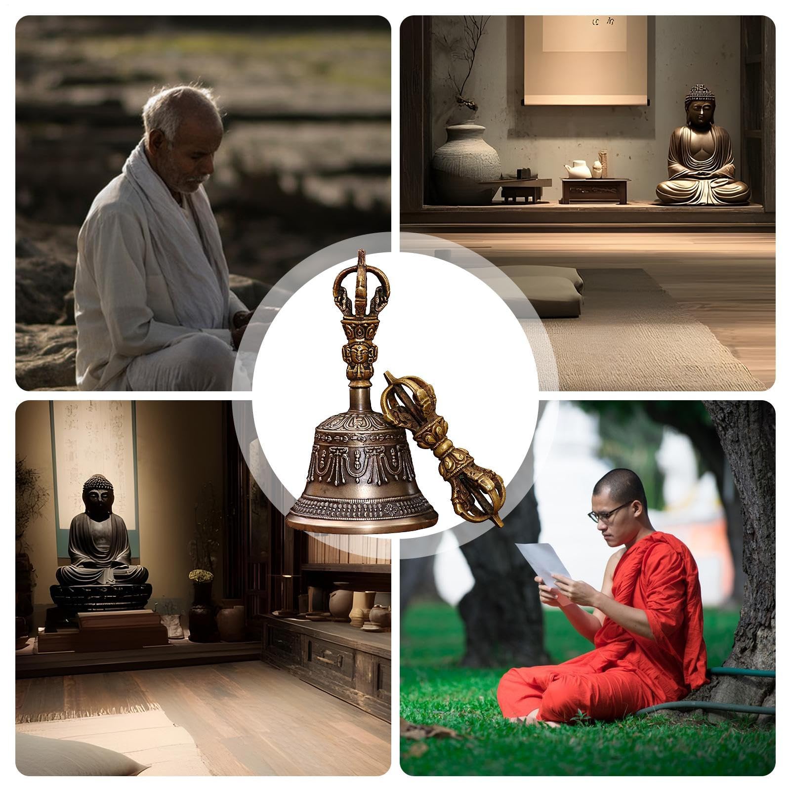 Campanello da meditazione buddista fatto a mano, strumenti per Dorjé Bajra, strumenti musicali, altare, pratica spirituale, cucina, Natale, matrimonio, casa