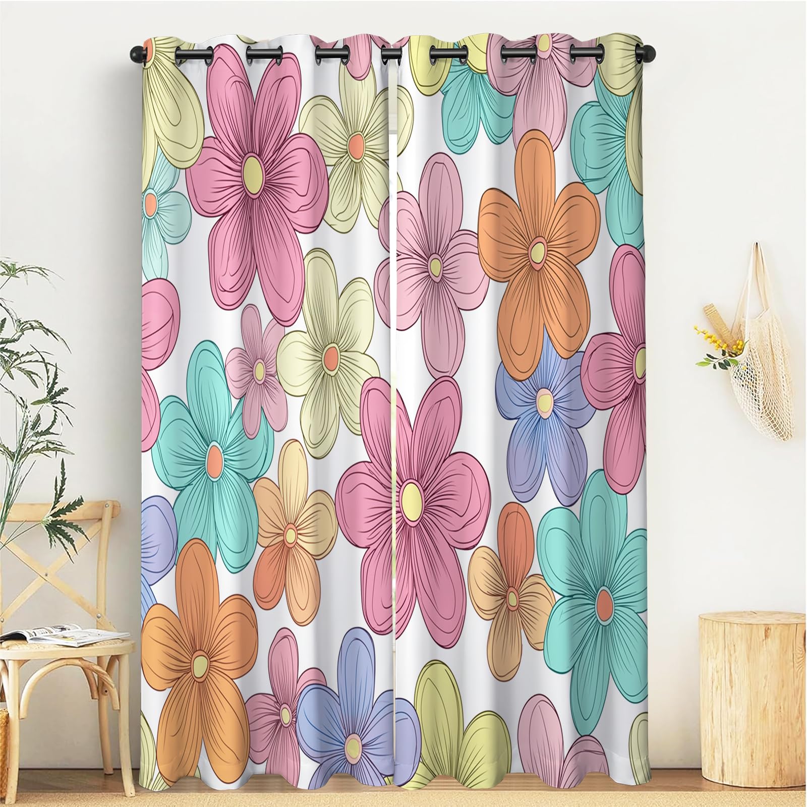 Rideaux isolants contre le froid et la lumière opaque fleurs 137 cm