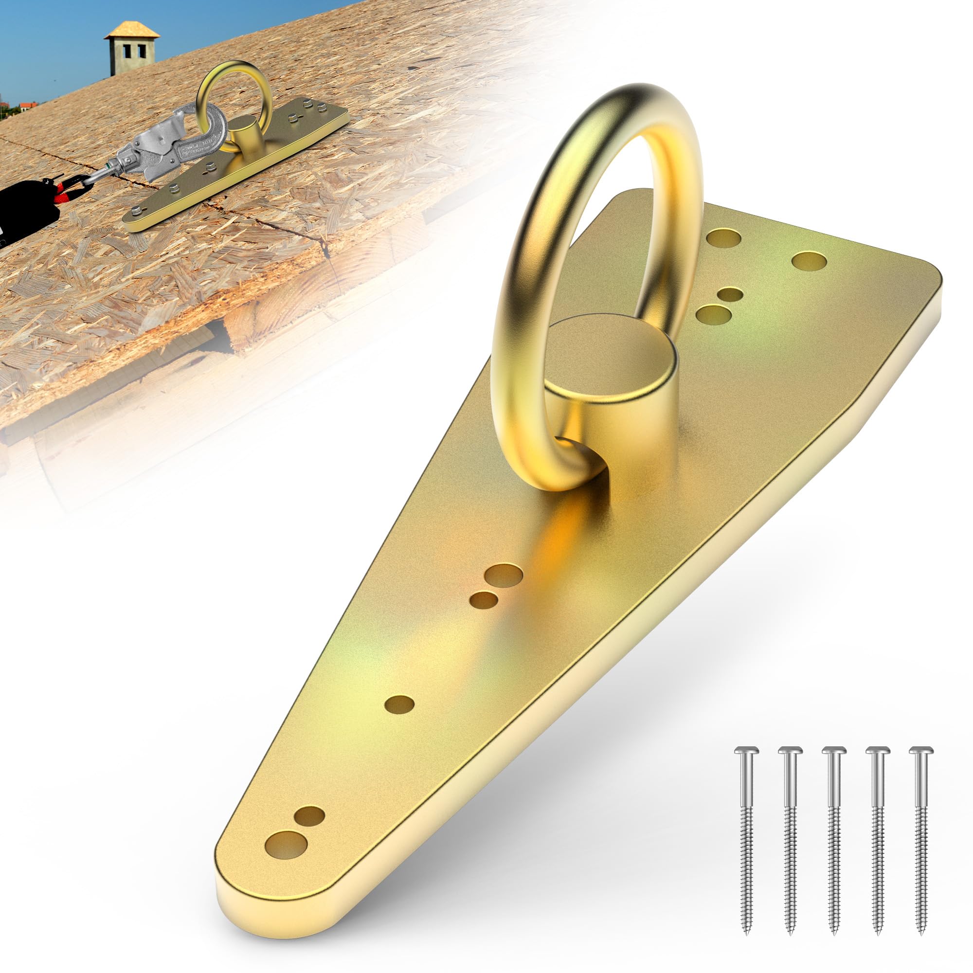 1 Pack Bull Ring Roof Anchor for Fall Protection,Zinc-Plated Steel