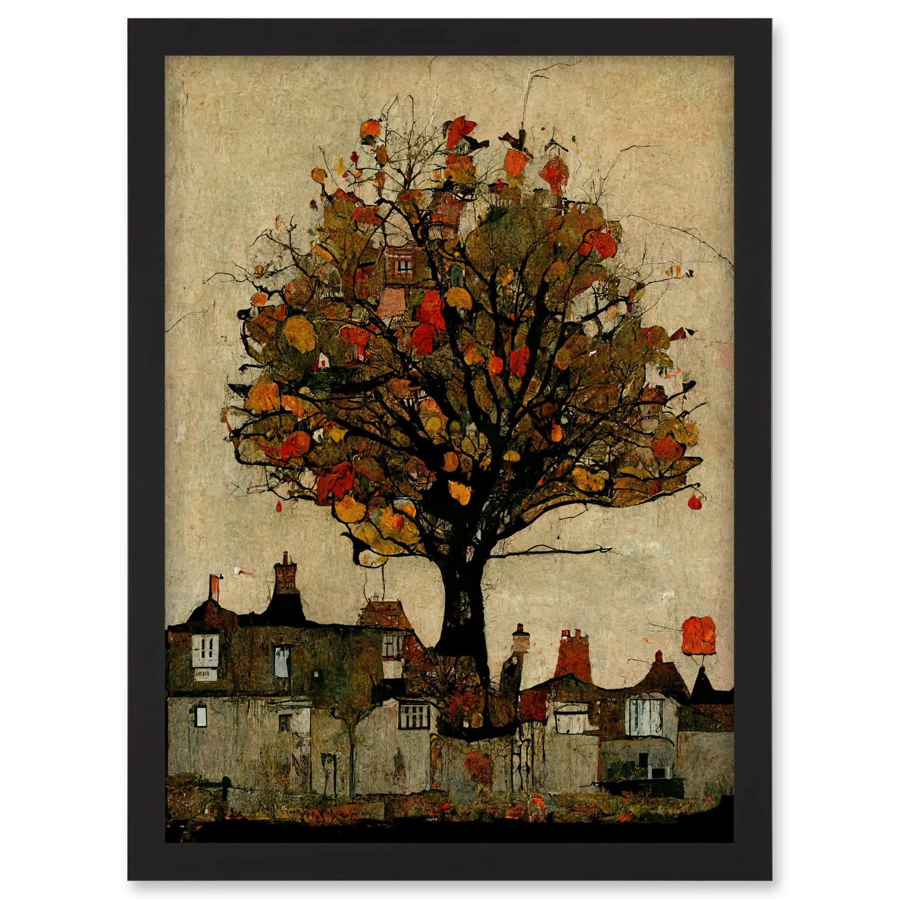 Doppelganger33 LTD Giant Untidy Quirky Street Tree Artwork Framed A3 Wall Art Print