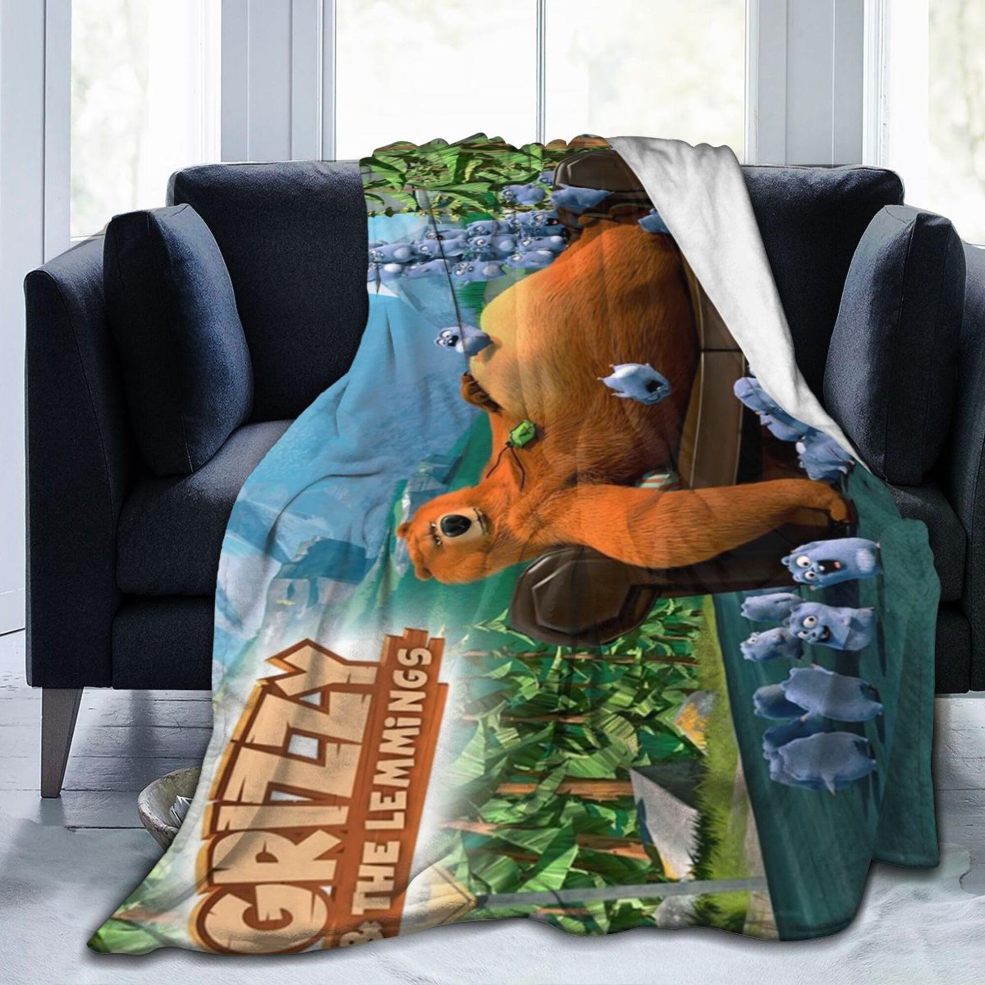 Lawenp As Pic Grizzly Bear And The Lemmings Tabodi Ultra-Soft Flannel Fleece Quilt Sofa Living Room Blanket 50"X60"