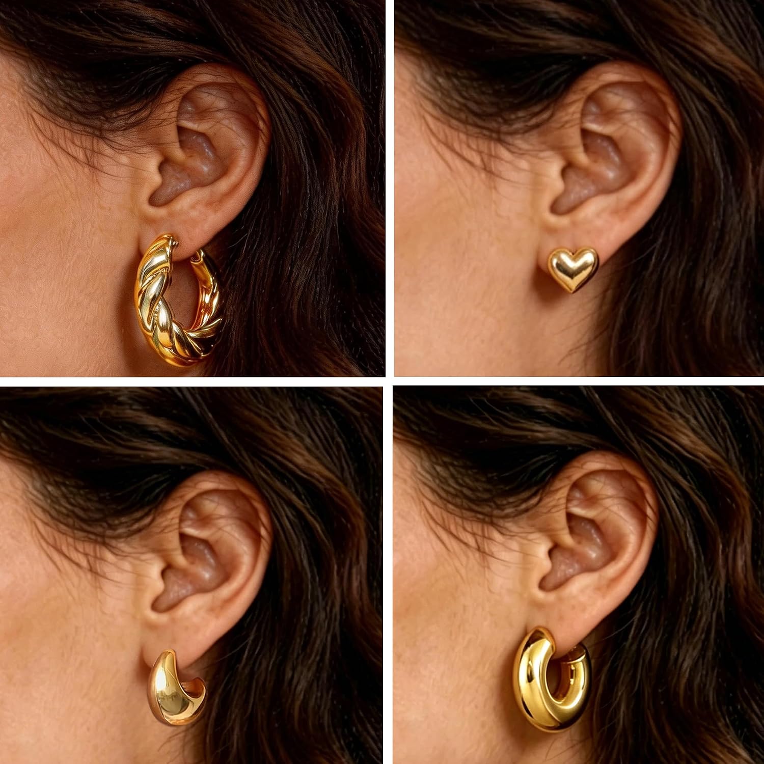 53 Pcs Gold Jewelry Set for Women Multi Layered Necklaces Bangles Bracelets Dainty Ear Studs Chunky Hoop Earrings Stackable Knuckle Rings Gold Plated Fashion Jewelry for Women