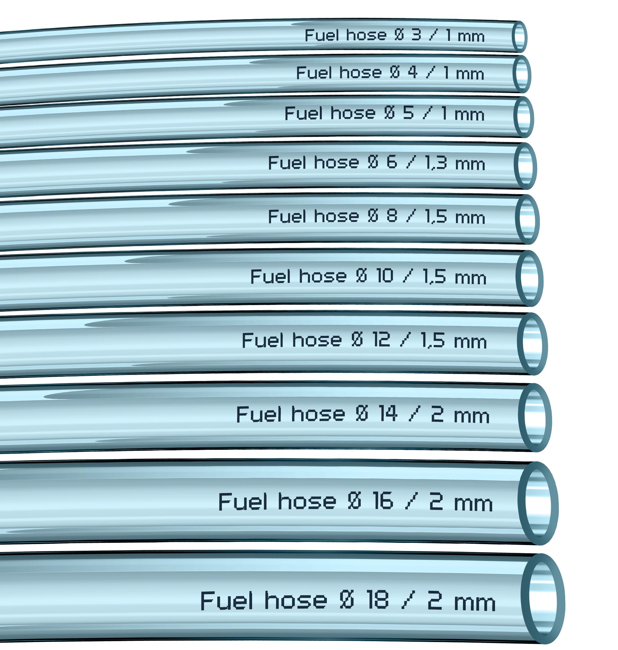 PVC Benzinschlauch Transparent Schlauchleitung Kraftstoffschlauch Wasserschlauch Aquariumschlauch Luftschlauch (Innen Ø: 6,0 mm/Außen Ø: 8,6 mm)