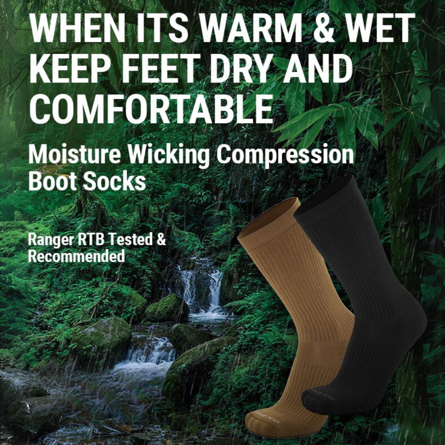 LEGEND Compression Tactical Mid-Calf Boot Socks - Warm Weather Moisture Wicking Nylon Military Socks - Image 2