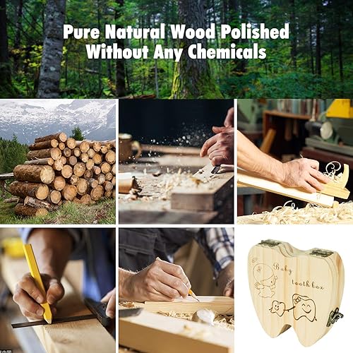 Miniatura 2 de Caja de recuerdo de dientes de bebé, soporte de madera para la colección de dientes de hoja caduca, organizador de almacenamiento para niños de