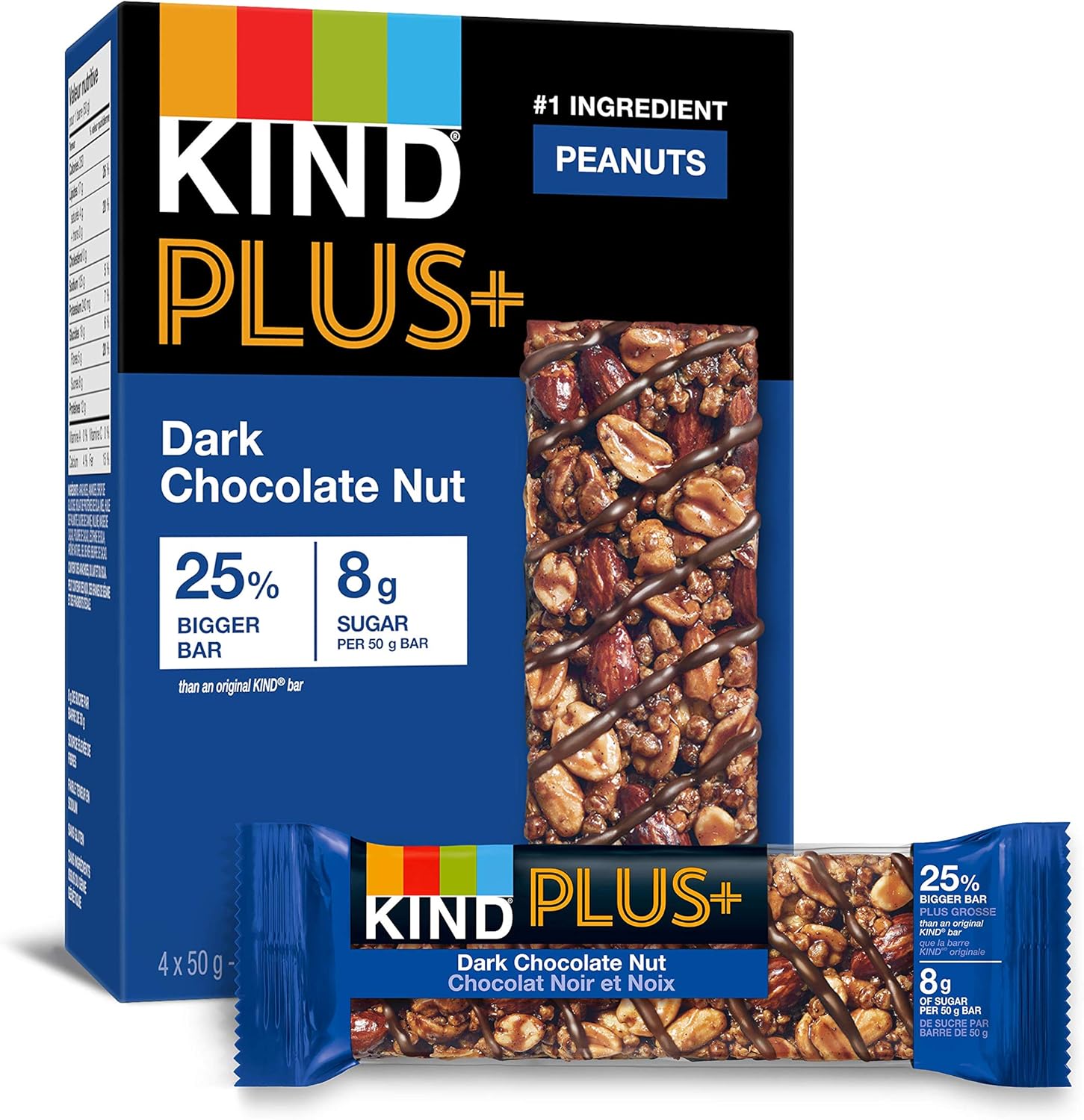 KIND PLUS Bars Double Dark Chocolate Nut, 50 Gram Bars (4 Pack),12g ...