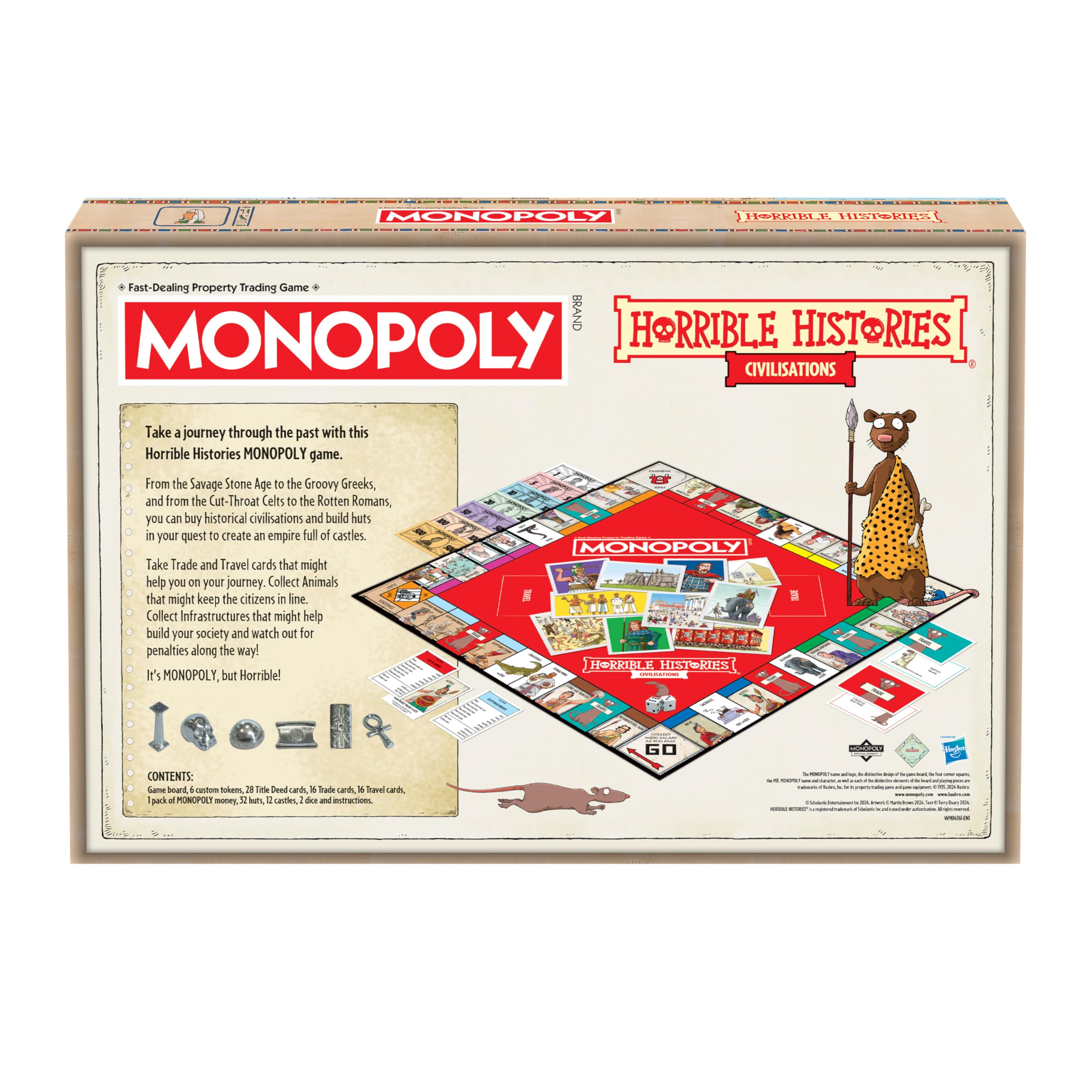 Winning Moves Horrible Histories Ancient Civilisations Monopoly juego de mesa clásico es perfecto para 2 a 6 jugadores y es un gran regalo para los fans de 8 años en adelante