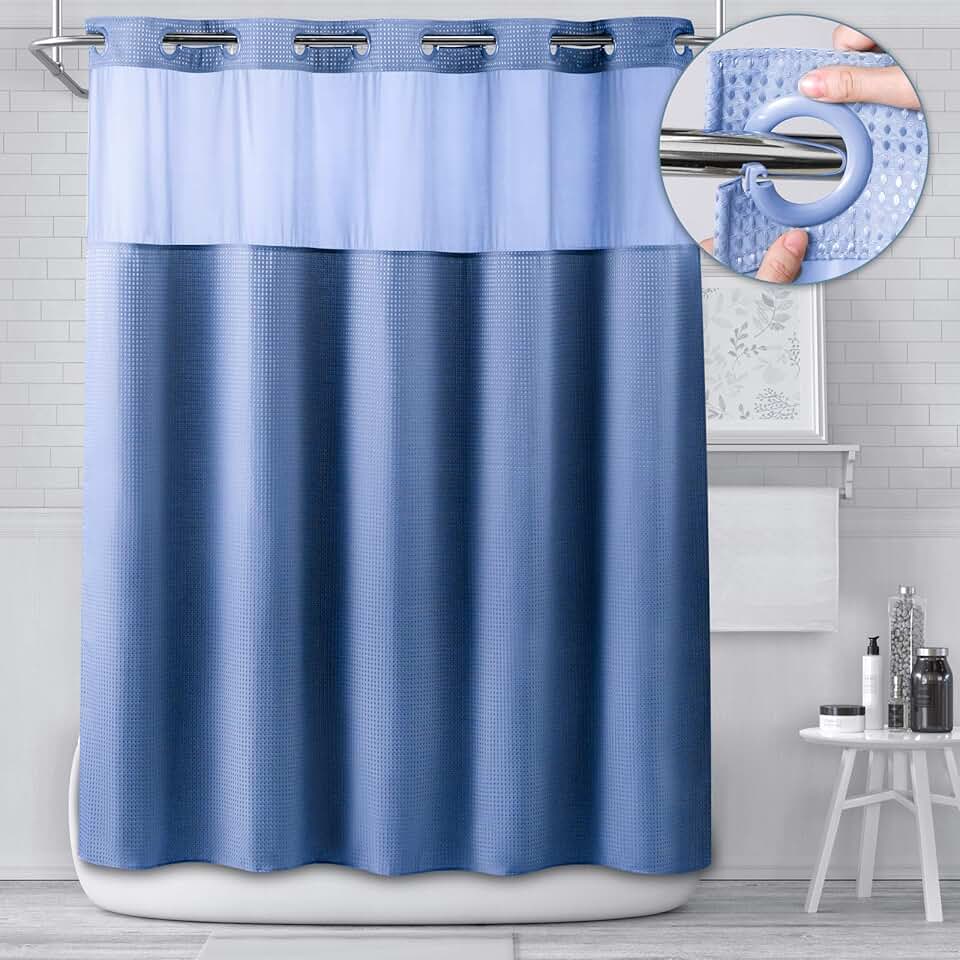 long hookless shower curtain
