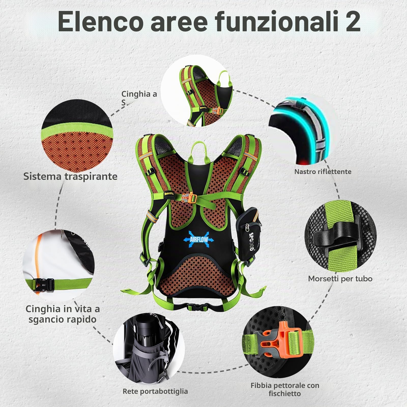 SPGOOD Zaino Bicicletta 20L/25L/30L Impermeabile Traspirante per Uomo e Donna Con Parapioggia Copricasco Moto Sportivo per Ciclismo Escursionismo Campeggio MTBmo (20L Verde Nero)