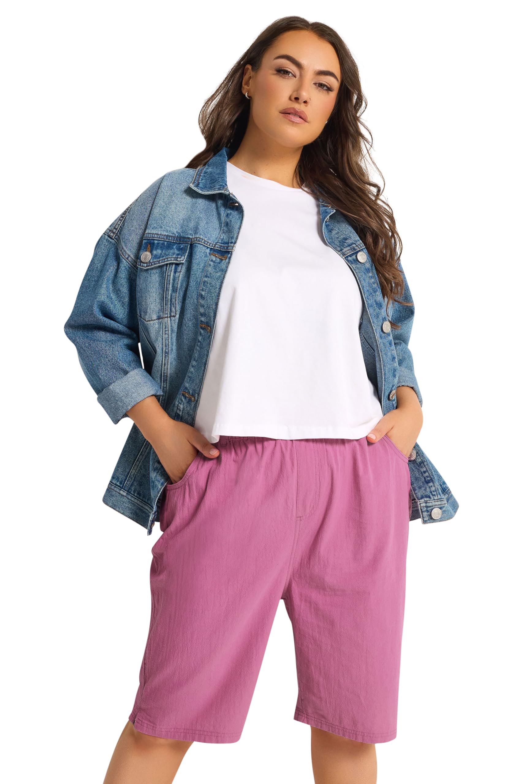 Yours Women's Pink Cool Cotton Shorts In | Size: 30-32