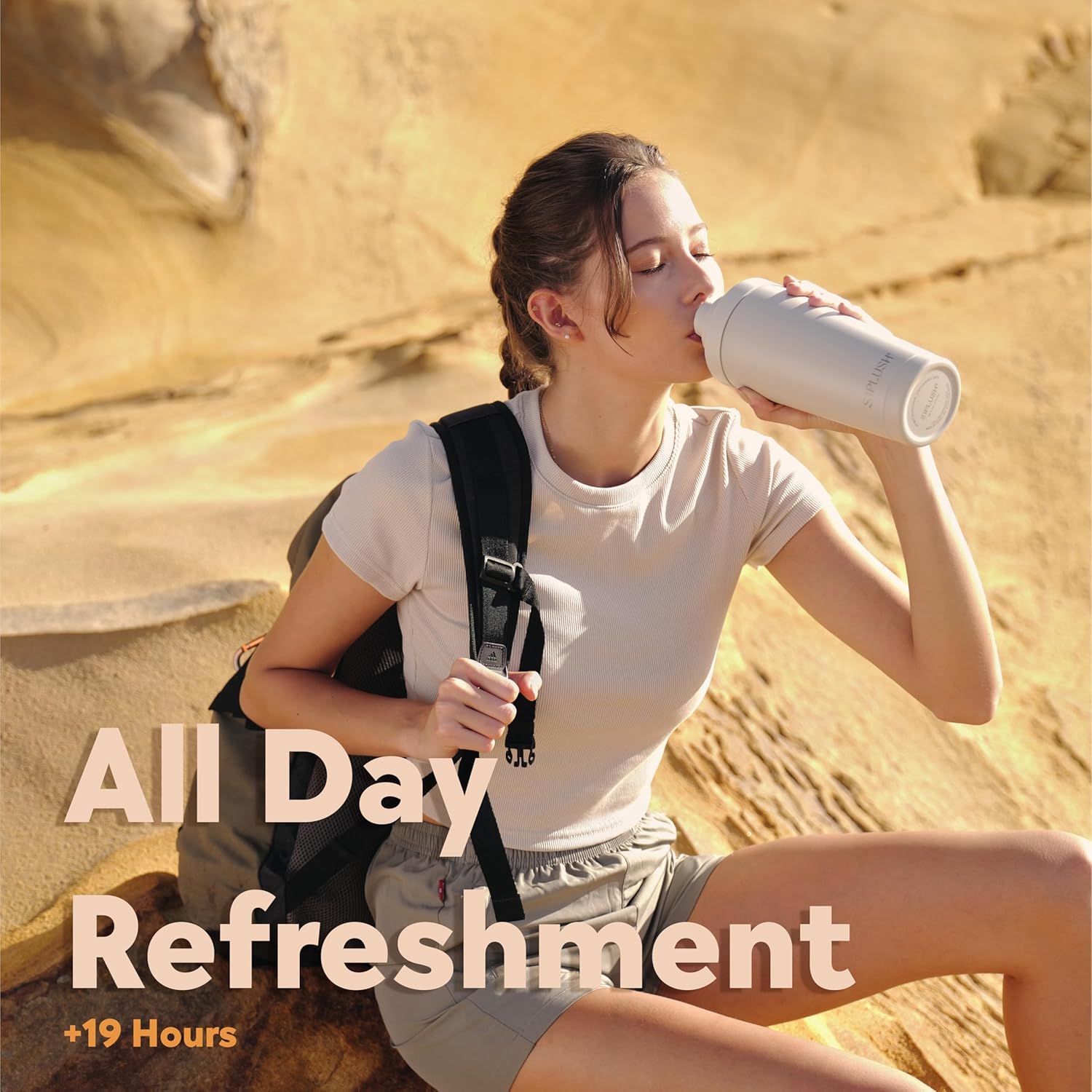 Paradise Shaker Bottle 24 oz, Insulated Stainless Steel Protein Shaker, Dishwasher Safe, with Lid Brush & Protective Boot, Leakproof Twist-Off Chug Cap, Warm Gray, Joshua Dusk - Image 7