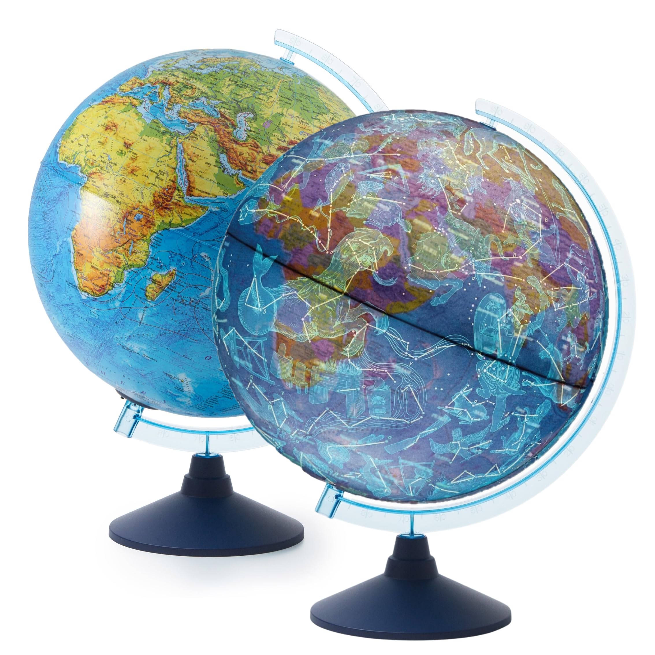 Exerz 25cm Globe Illuminated Cable Free LED Light - Physical Map (Day) - Consellation Globe (Night)- AR (Augmented Reality) App iOS