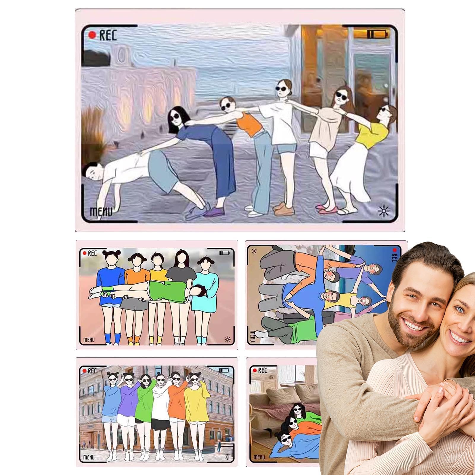 Cartes de Pose de Photographie de Portrait | Cartes Amusantes pour Photographie de Portrait | Cartes de Photographie de Portrait, Accessoire de Photographie Multi-Personnes pour Les Voyages en