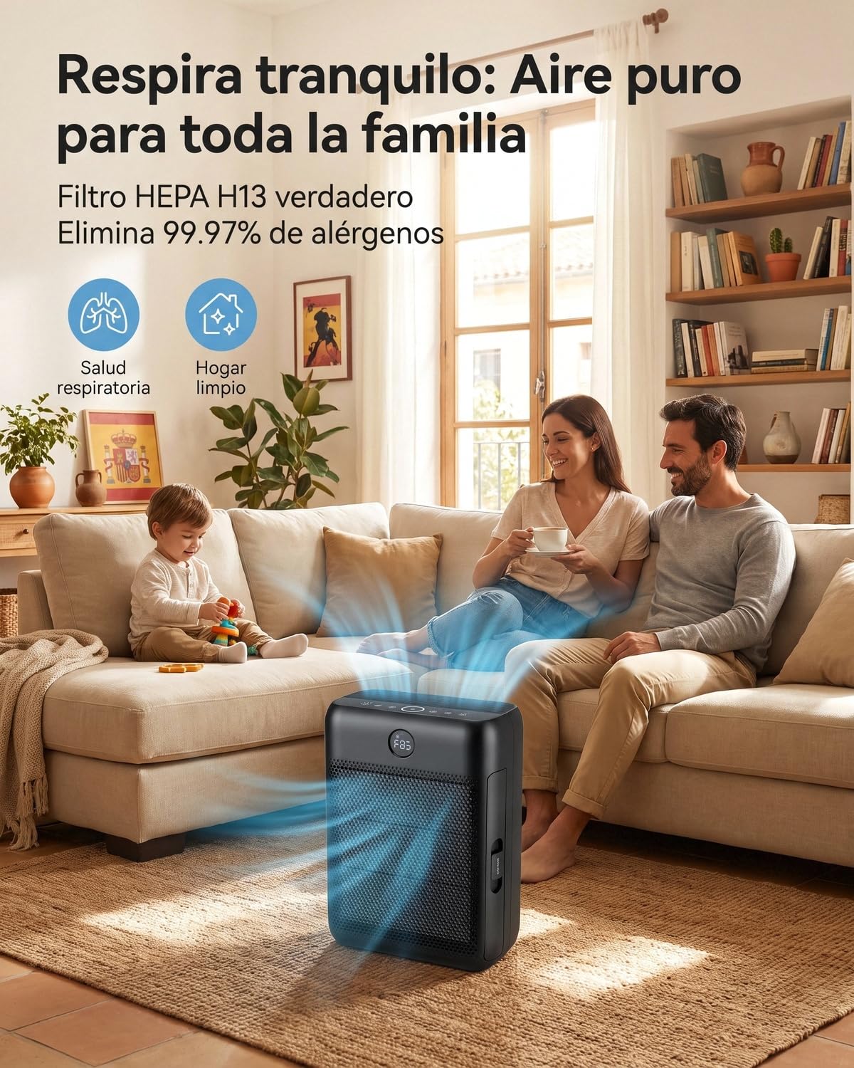 Slevoo Purificatore d'aria H13 True HEPA per stanze grandi, 297,6 m²