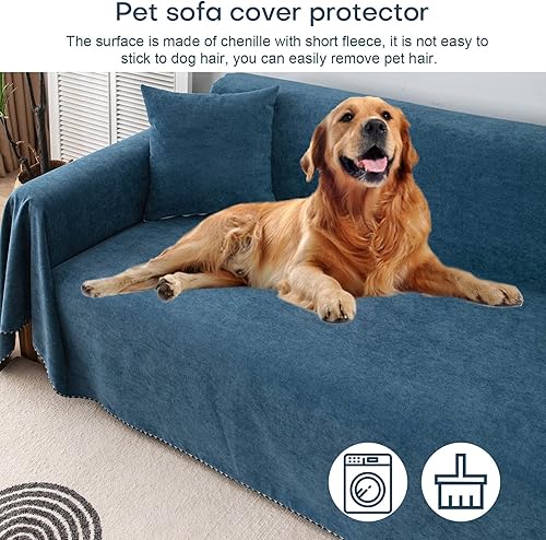 Miniatura 81 de Funda de sofá impermeable para mascotas, extra ancha, resistente al agua, lavable, para 3 cojines, a prueba de arañazos, para perros y gatos, 95 x