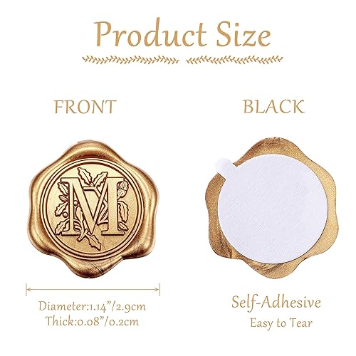 Miniatura 10 de Yoption 50 calcomanías adhesivas de cera con letra inicial del alfabeto G, calcomanías de sello de cera de letras doradas antiguas, sellos de sobre,