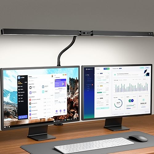 Lámpara de escritorio con abrazadera, barra de luz LED de escritorio para monitores duales, lámpara de mesa de cuello de cisne ajustable con 3 modos