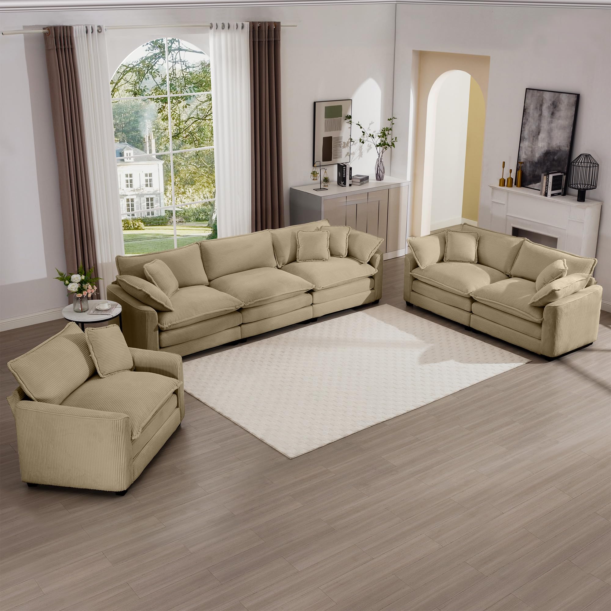 Amazon.com: KEIKI 3-Piece Sofa Set with 1 Oversized Corduroy 3