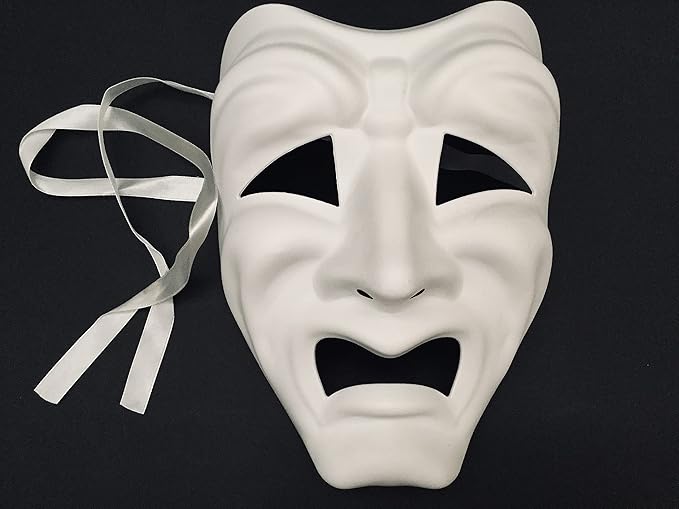 Máscara DIY Blanca de Comedia y Tragedia para Adultos miniatura 3