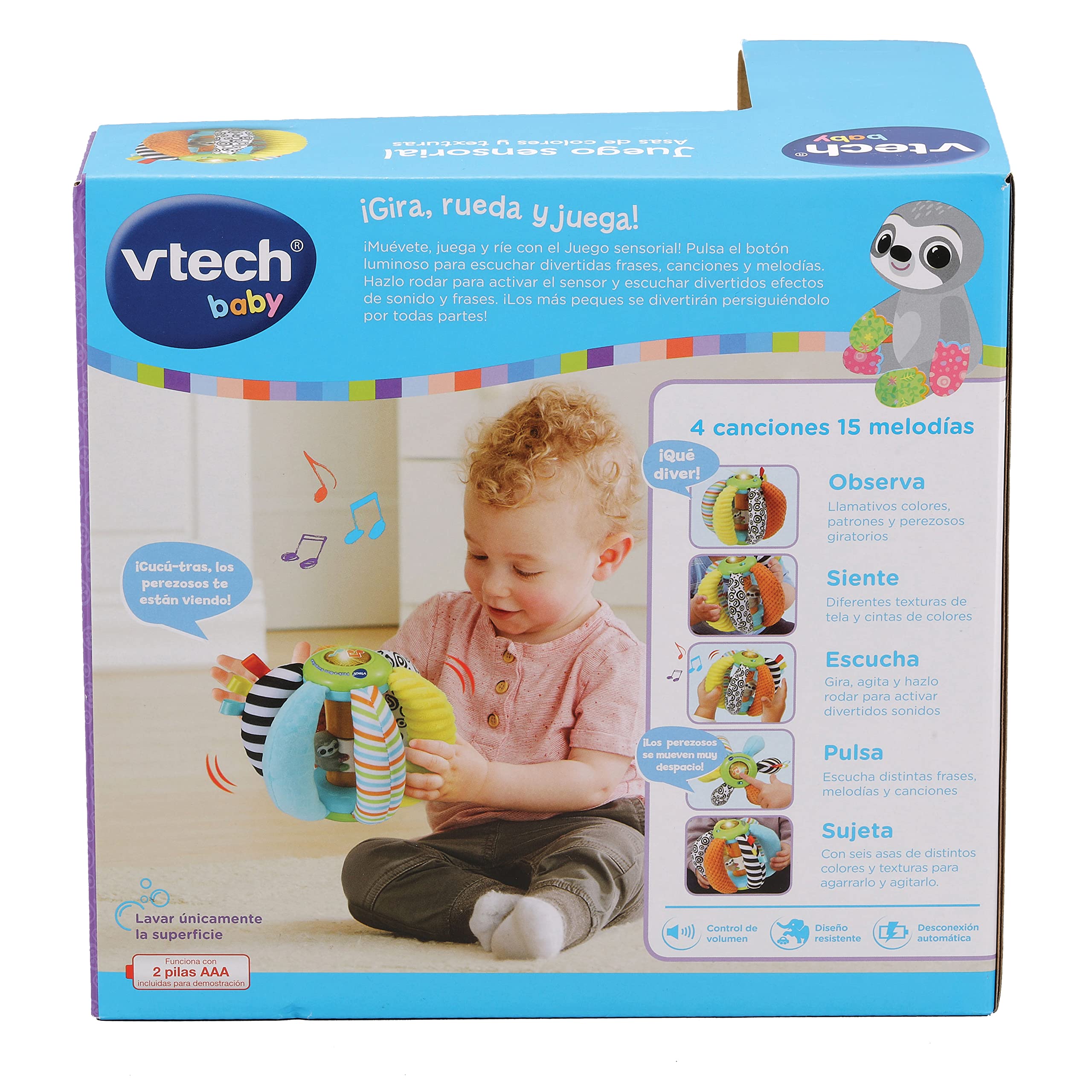 VTech-Baby Bola sensorial Asas de colores y texturas, Pelota interactiva, Juguete para bebés +6 meses, Versión ESP