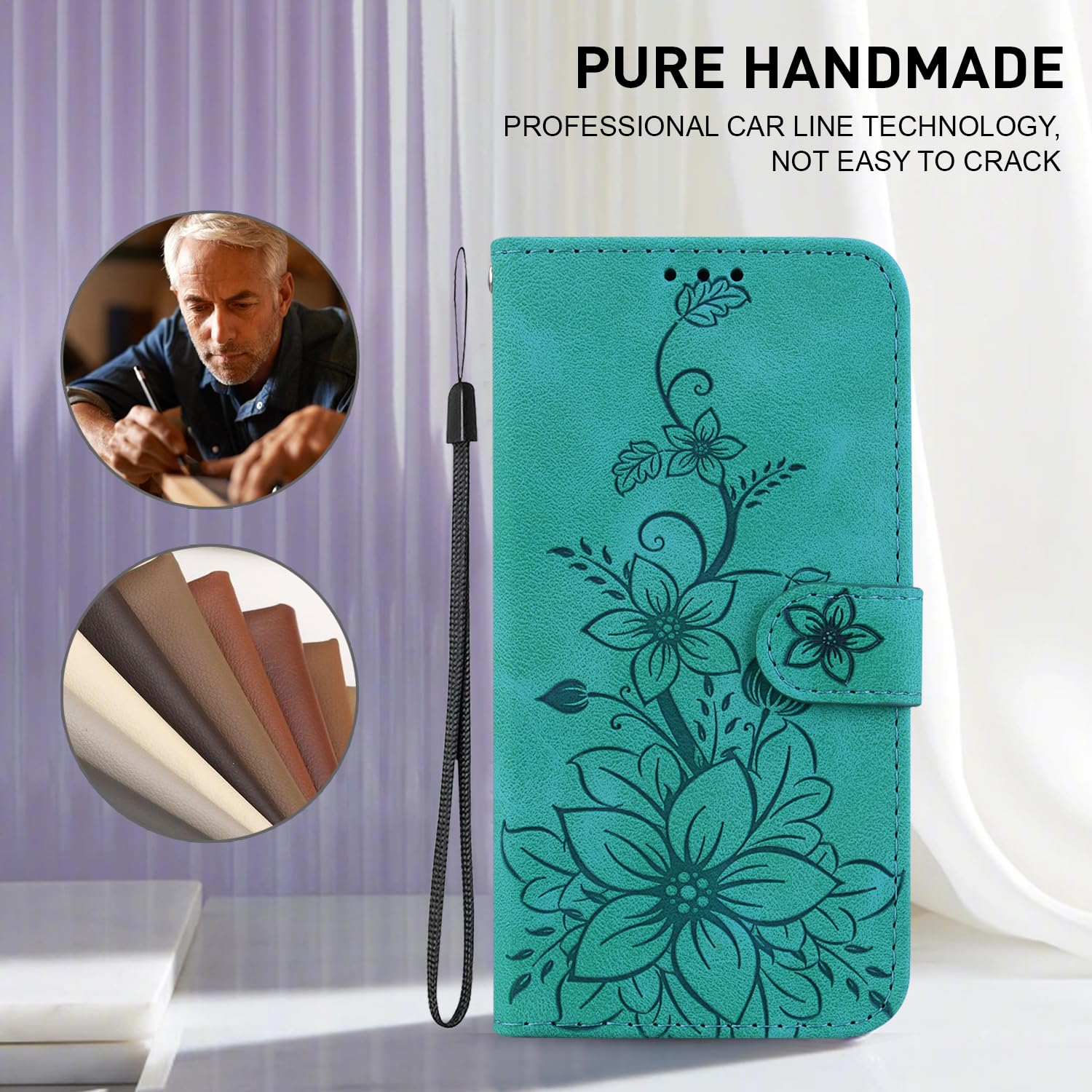 Custodia Portafoglio Floreale Per LG K61 - Cover Con Portacarte E Supporto