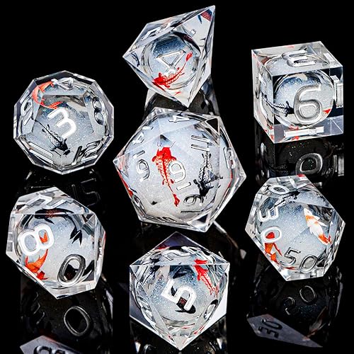 Miniatura 2 de ARUOHHA DND - Juego de dados de núcleo líquido con bordes afilados para Calabozos y Dragones, dados de resina RPG, dados poliédricos con temática