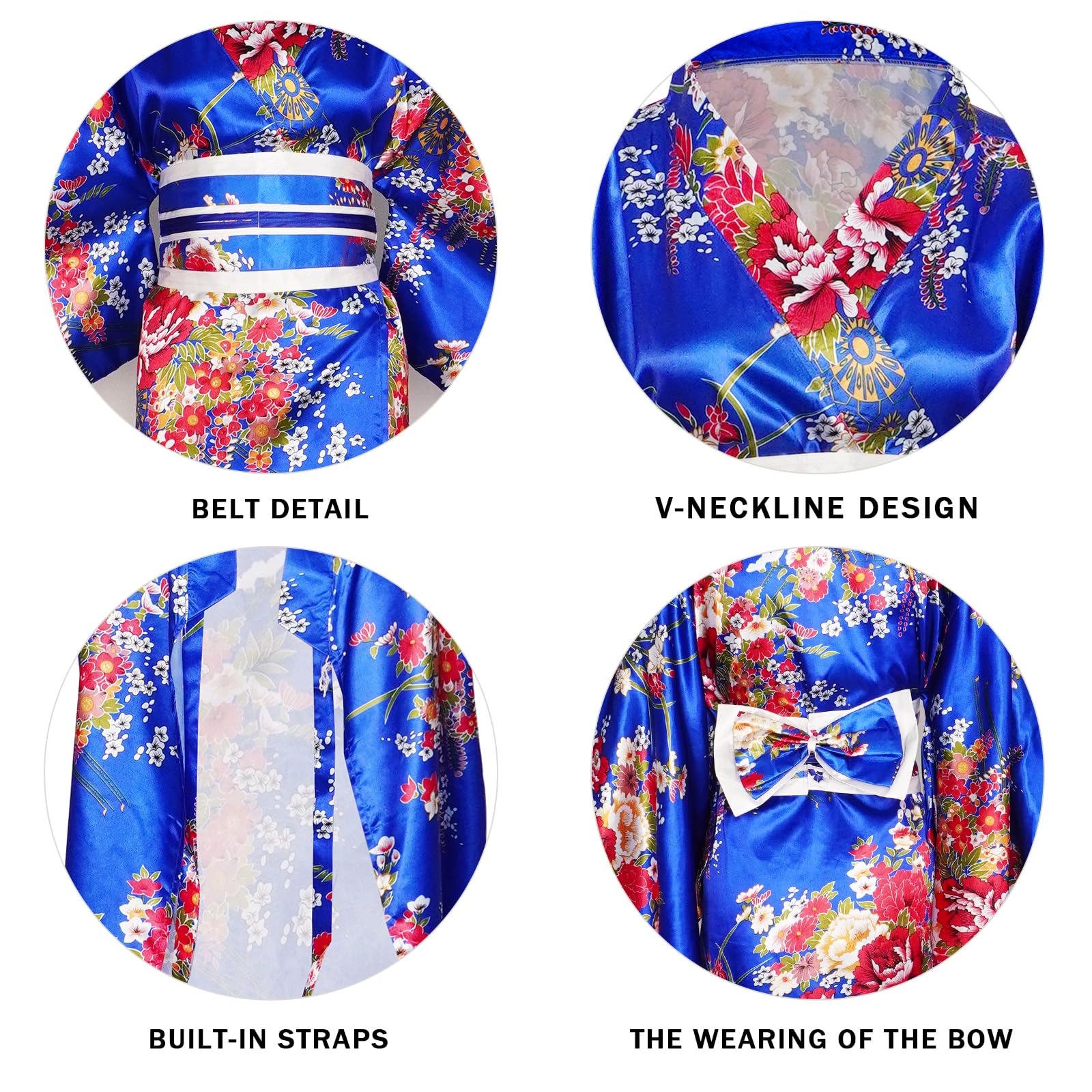 5 Pezzi Kimono Donna Giapponese, Tradizionale Vestito Geisha Yukata Abito, Set di Costumi Cosplay con Accessori Ventaglio Pieghevole, Maschera, Calze e Spilla per Capelli
