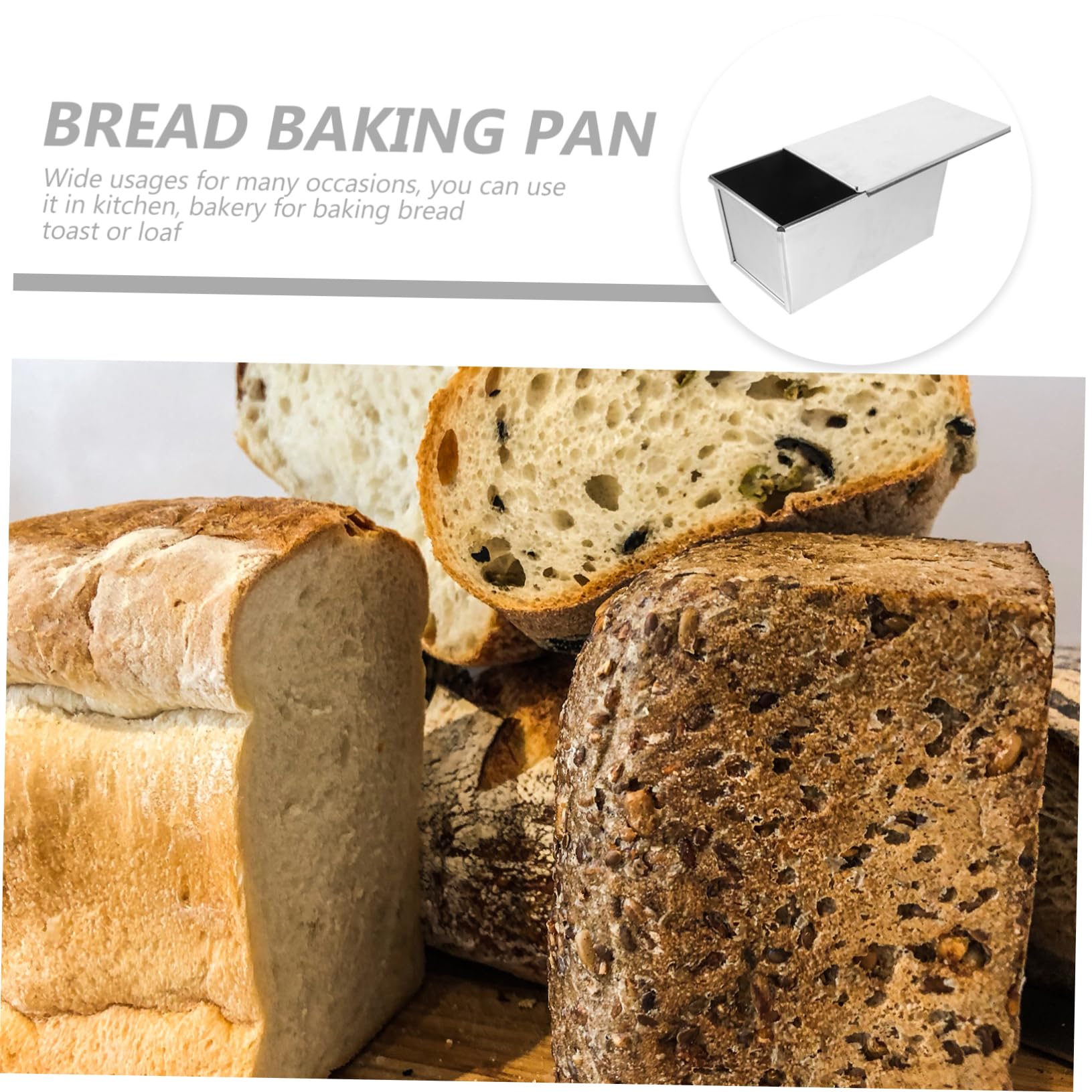 LIFKOME Moule à Pain Antiadhésif Aluminium Moule à Toast Avec Couvercle De Cuisson Pratique Et Fiable