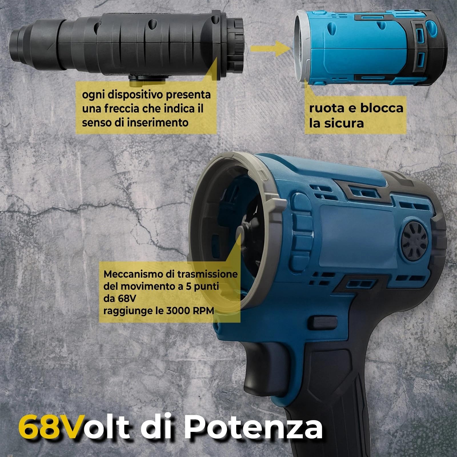 MAKA Avvitatore Trapano 8 in 1 Multifunzione a Batteria 68V Kit Professionale Idropulitrice Motosega Seghetto Smerigliatrice Soffiatore Valigetta Rigida