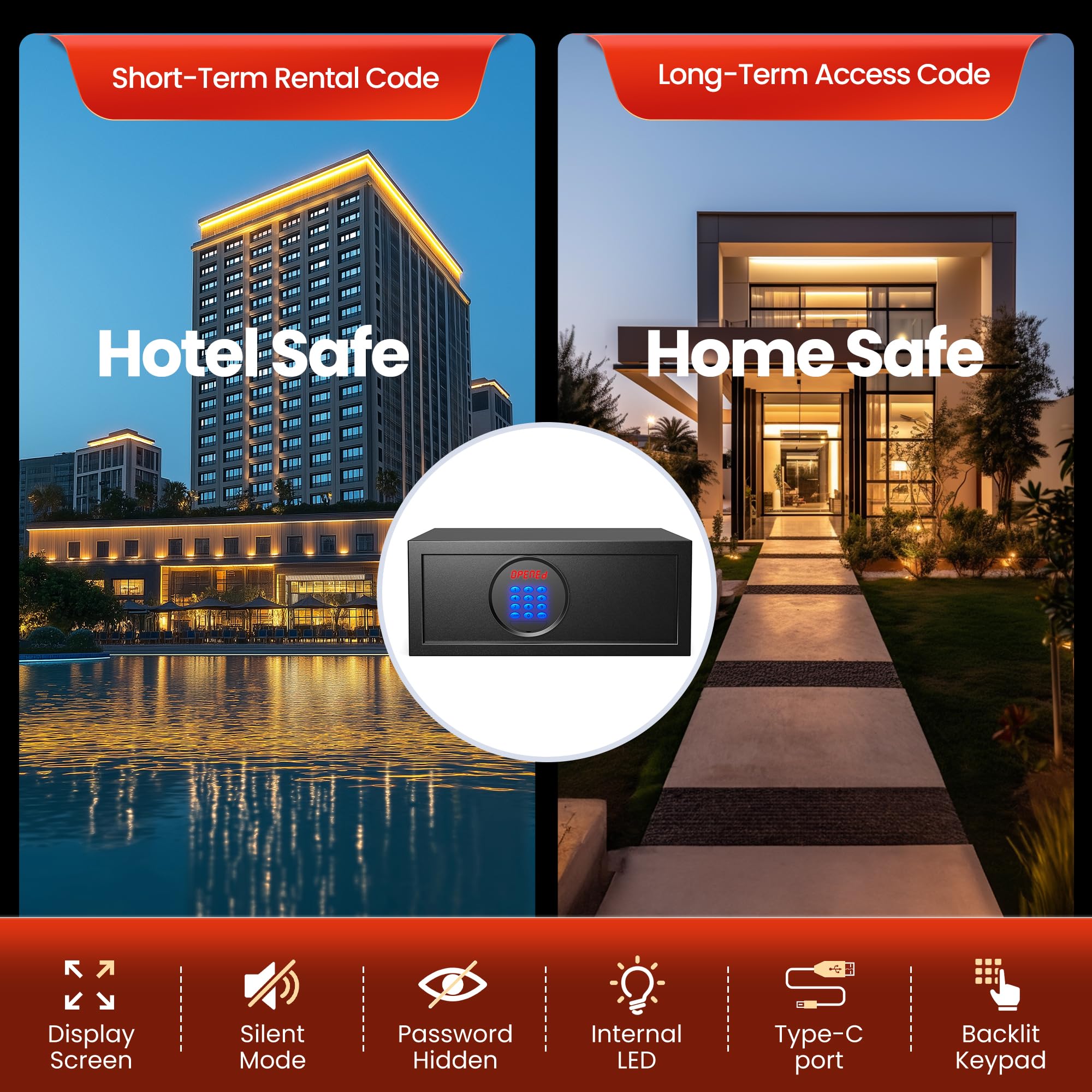 KornerBatl Cassetta di sicurezza per hotel con password dell'amministratore (37,57 x 41,93 x 19,5 x 11,2 cm (diametro x larghezza x altezza), 11,2 kg