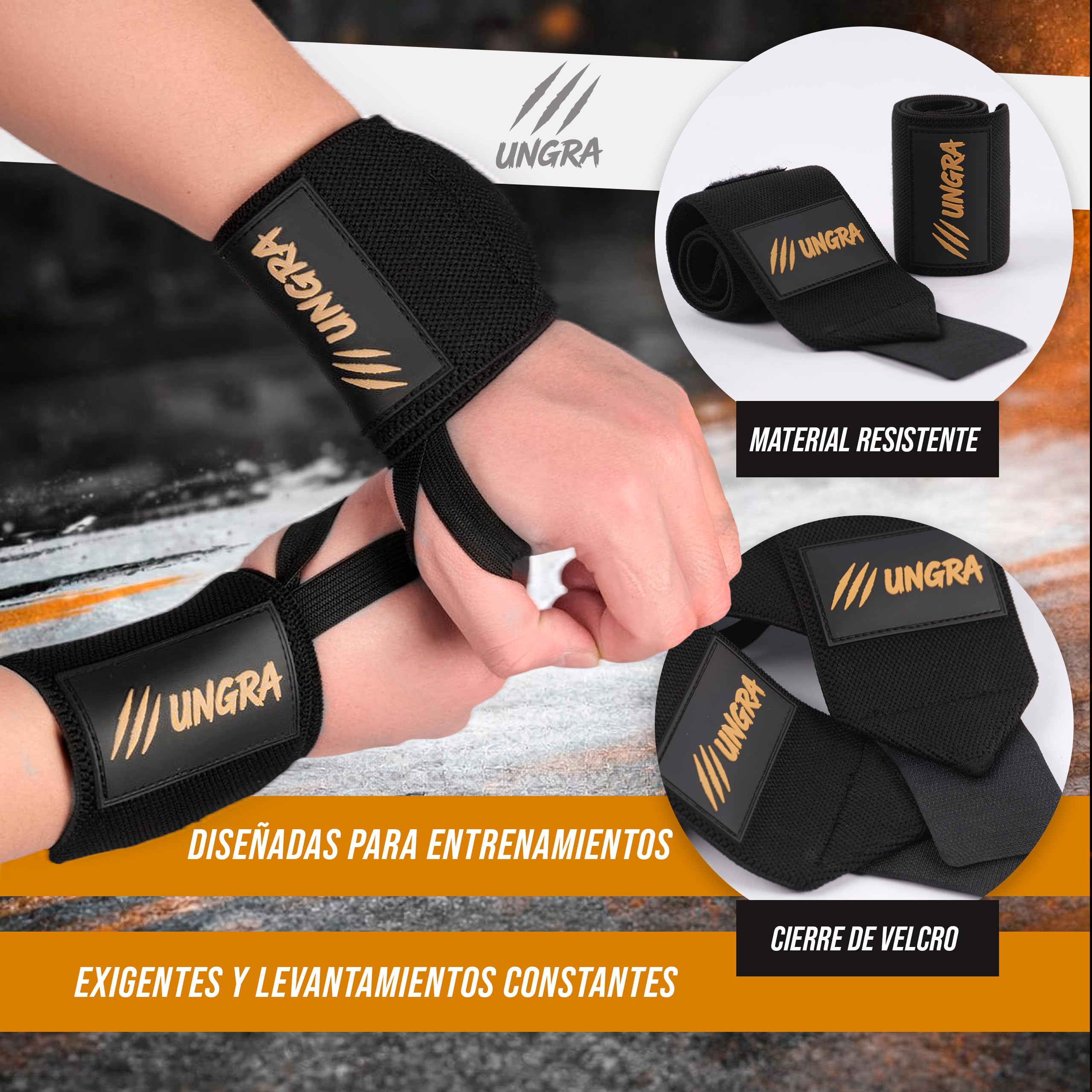 Kit Muñequeras Gym y Calleras de Cuero con Estuche Impermeable UNGRA – Wrist Wraps y Grips Antideslizantes para Crossfit, Calistenia y Pesas, Protector de Manos y Muñecas Unisex Talla Única — view 6