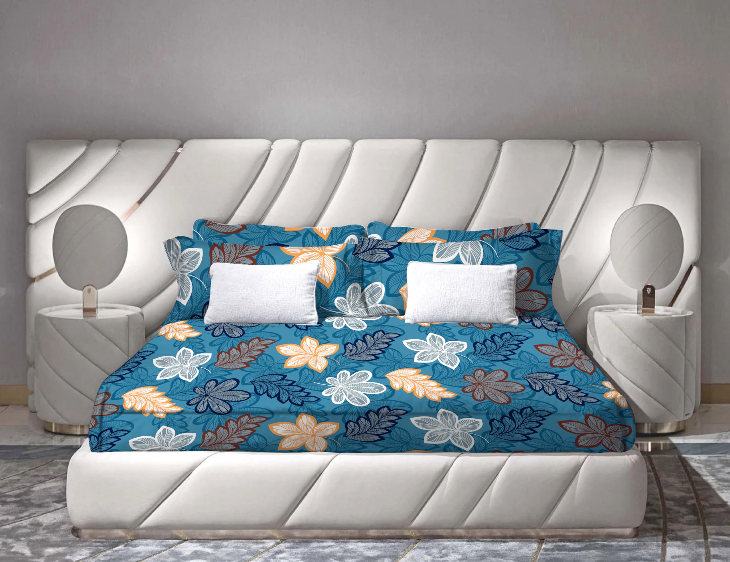 MJ HOME Sunlit Petal King Size Bedsheet – 300TC Ultra Soft Microfibre, 2 Pillowcases (46x69cm), (275x275cm)-image-20