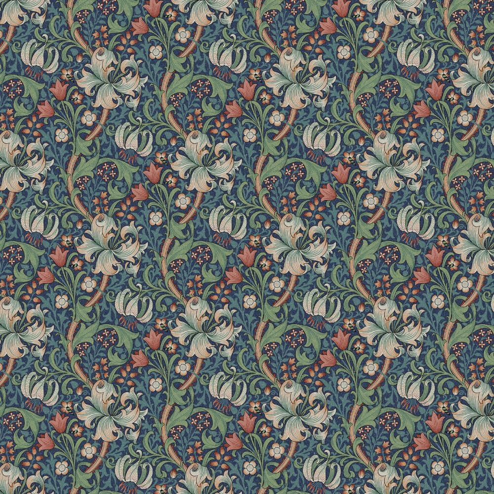 Oh Sew Crafty Limited Jewel William Morris Golden Lily Cotton Panama Digital Fabric Floral Upholstery (Sold Per Half Metre) (Jewel)