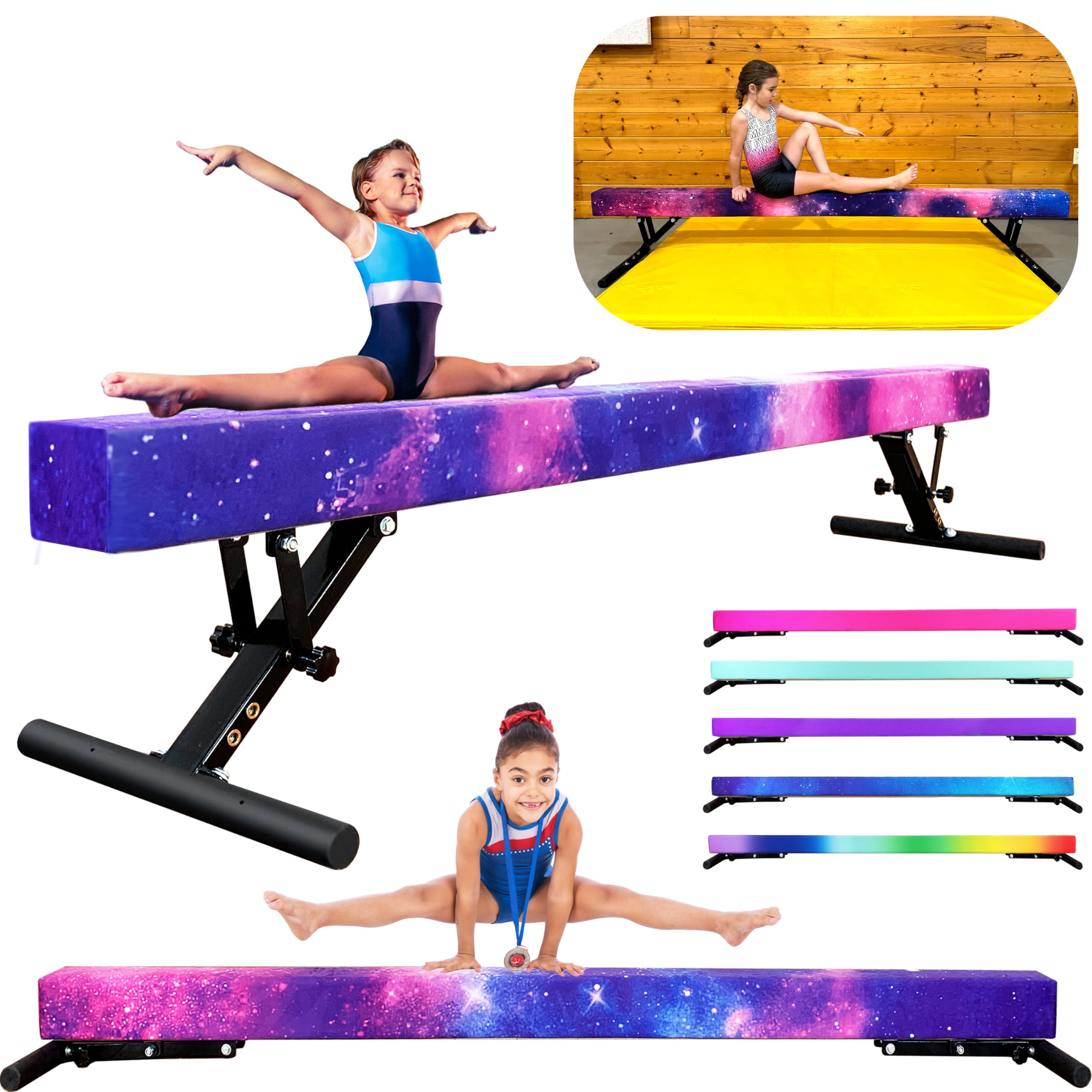 PreGymnastic Updated Gymnastics Beam, Adjustable Beam, Durable & Sturdy 8' Adjustable Balance Beam-Club Level Training Beam, Heights: 9"-17"&9"-29"