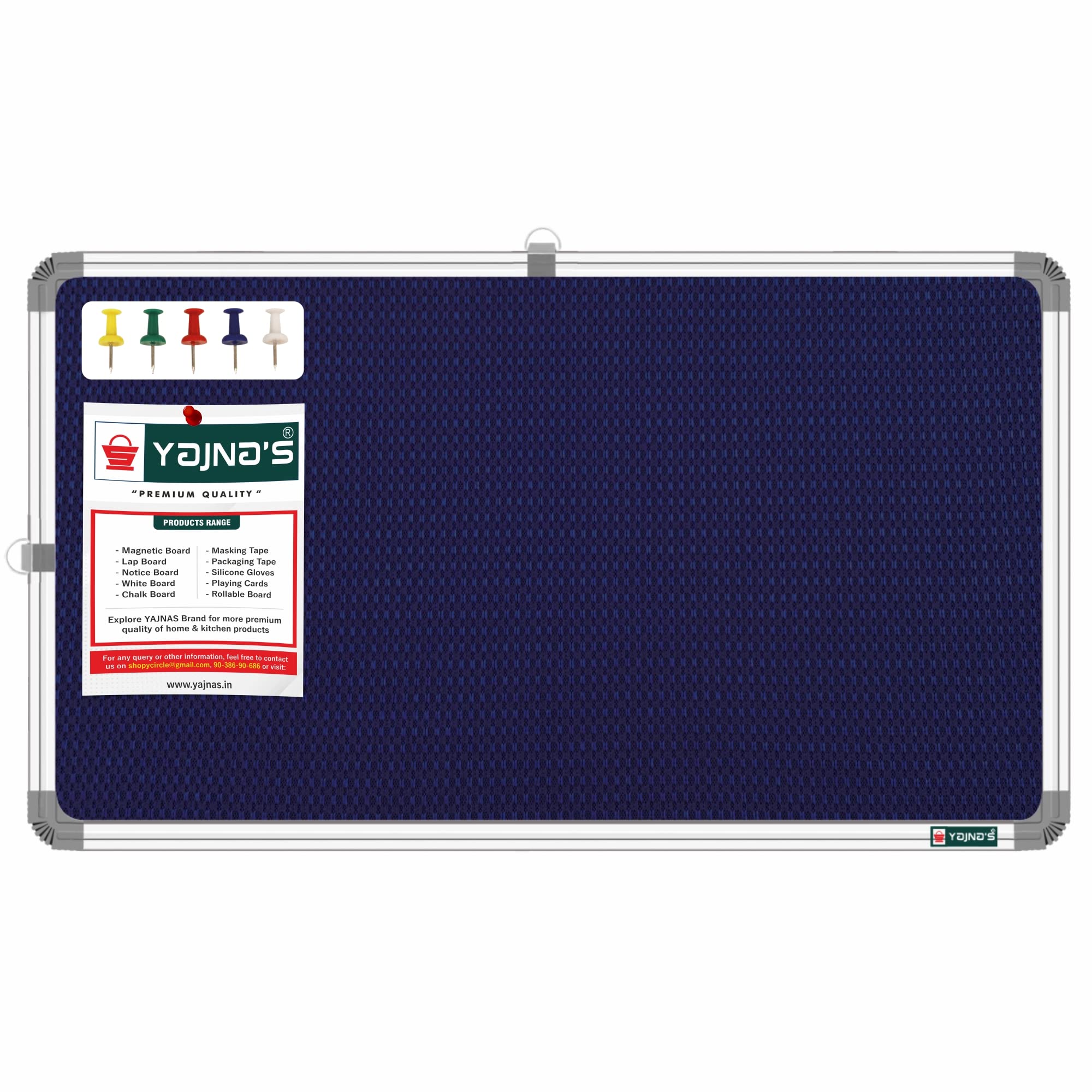 YAJNAS® 41x28 CM Premium Material Blue Color Notice Board/Soft Board/Bulletin Board/Pin-up Display Board with 50 Pins for Study Room, Office, School & Home Use