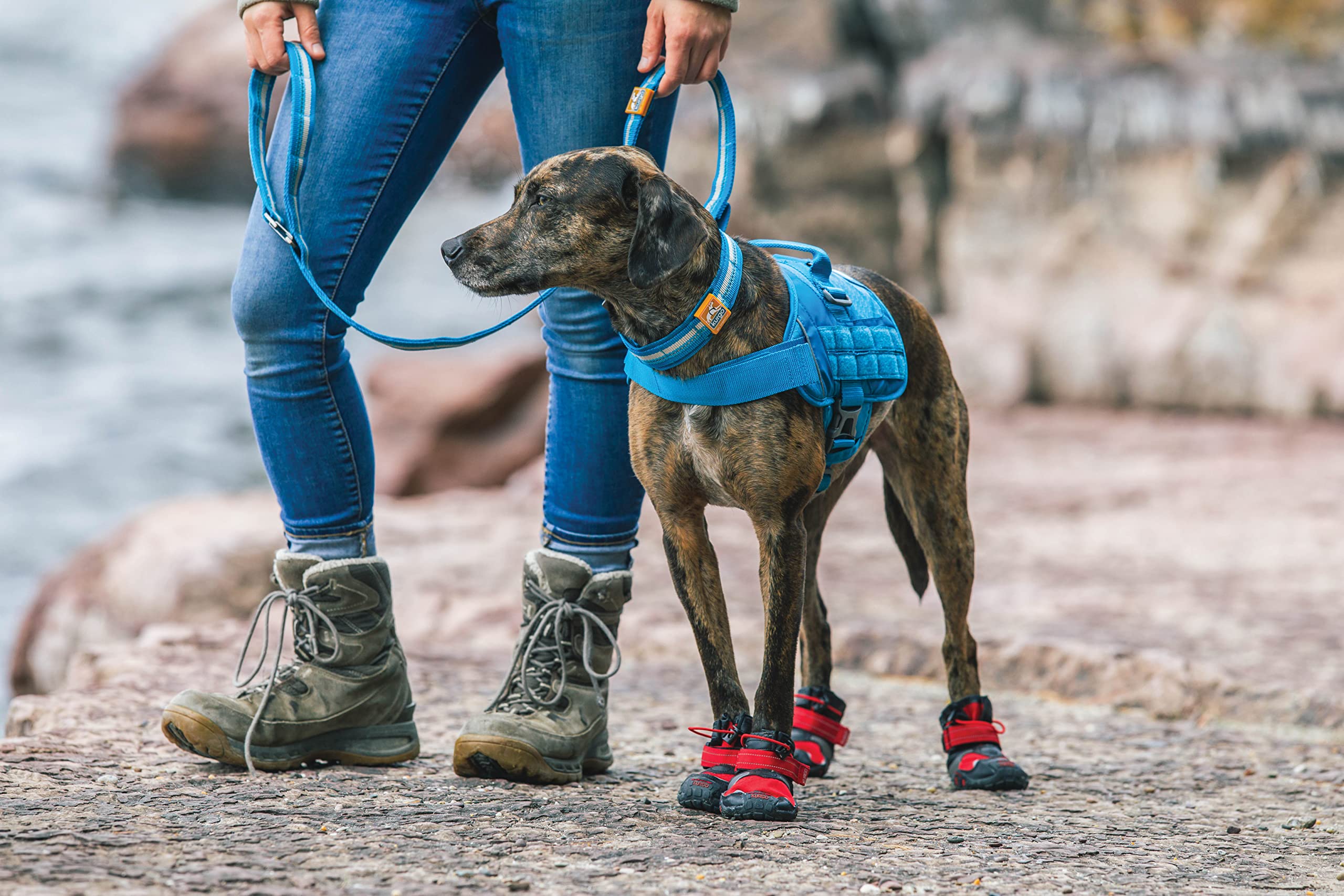 Kurgo Hundeschuhe Blaze Cross, Zum Schutz der Pfoten, Für jede Jahreszeit, Wasserdicht und reflektierend, Größe S, Rot